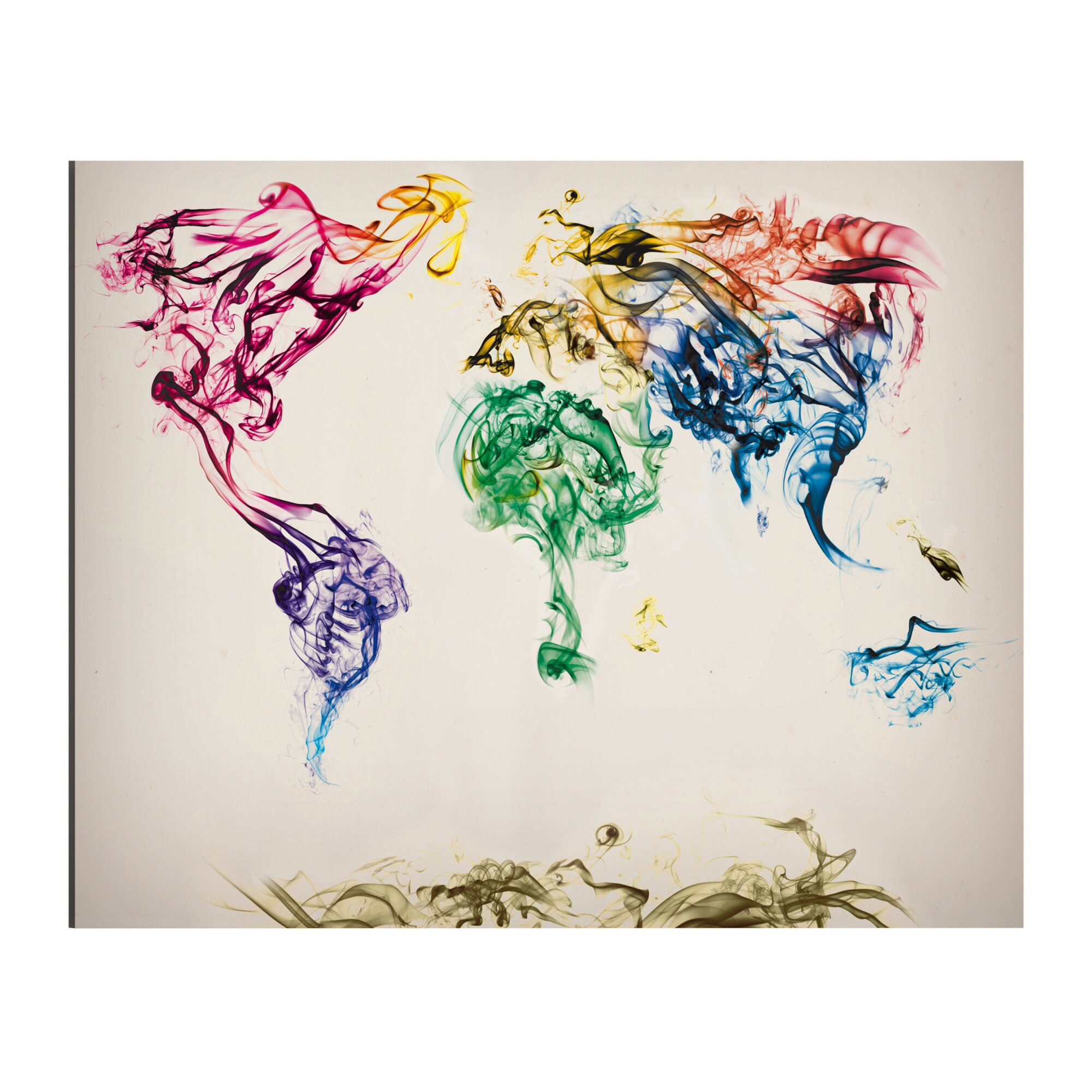 Tablou canvas - Harta Lumii trasee de fum colorate - 120 x 80 cm