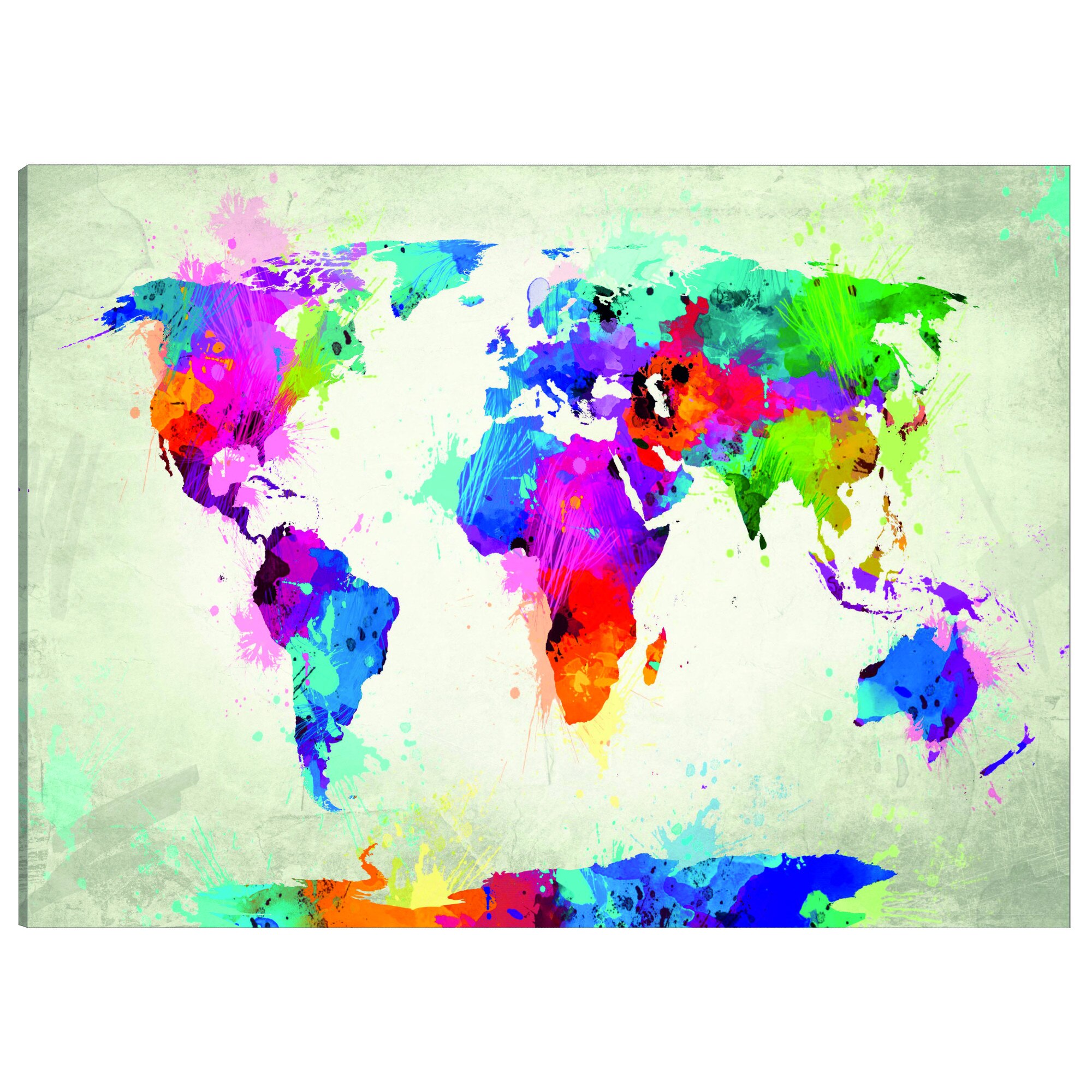 Tablou canvas - Harta lumii o explozie de culori - 120 x 80 cm