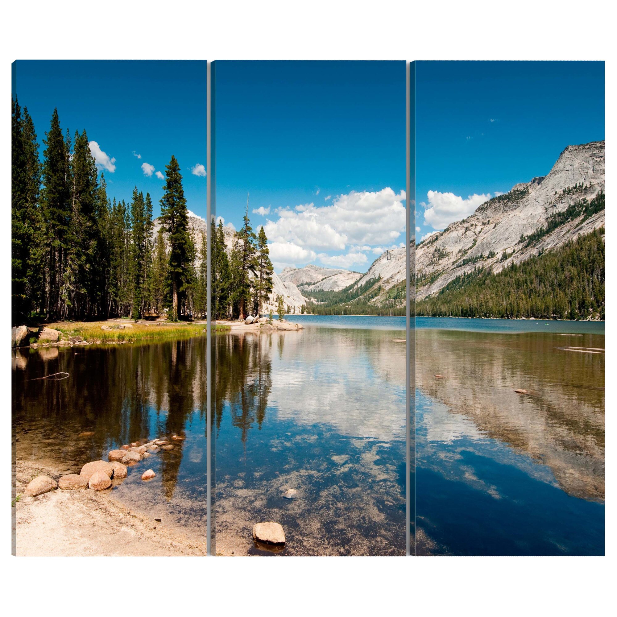 Tablou canvas 3 piese - Munti, copaci Si lac pur - 90 x 60 cm