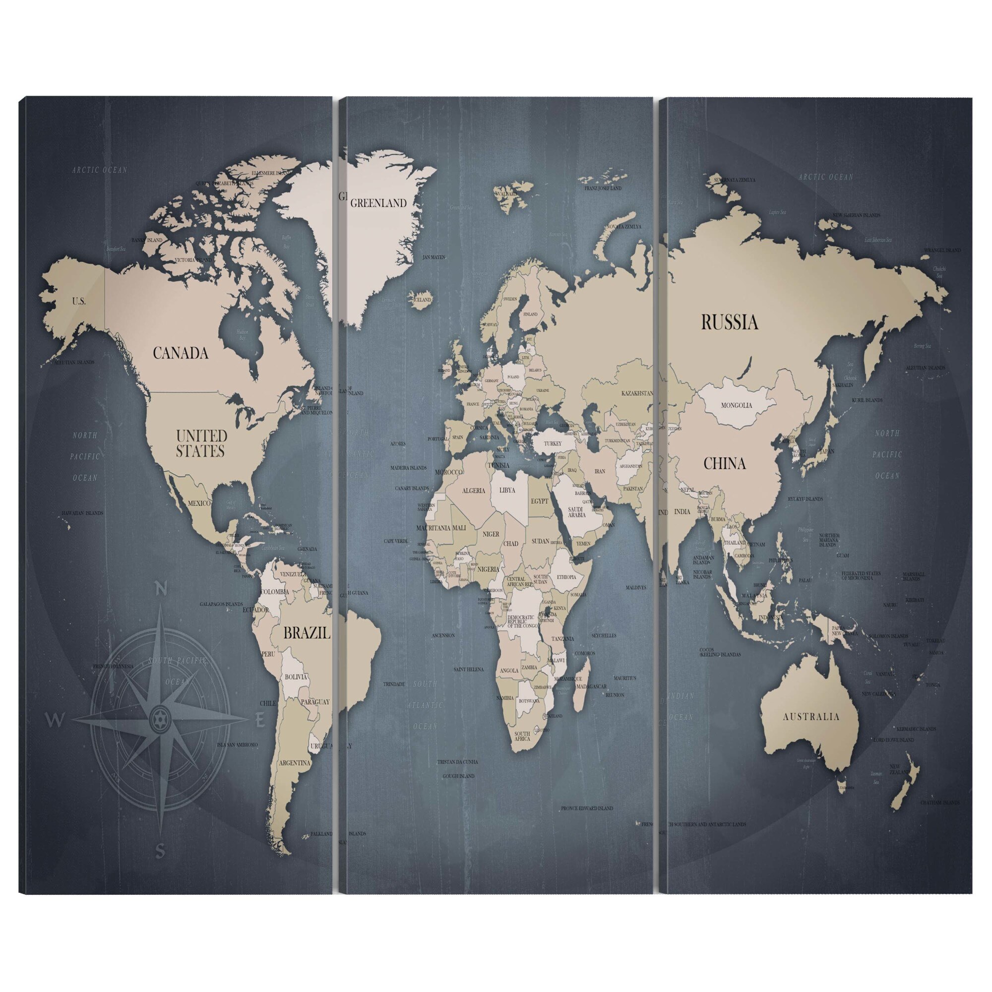 Tablou canvas 3 piese - Lumea antracitica - 90 x 60 cm