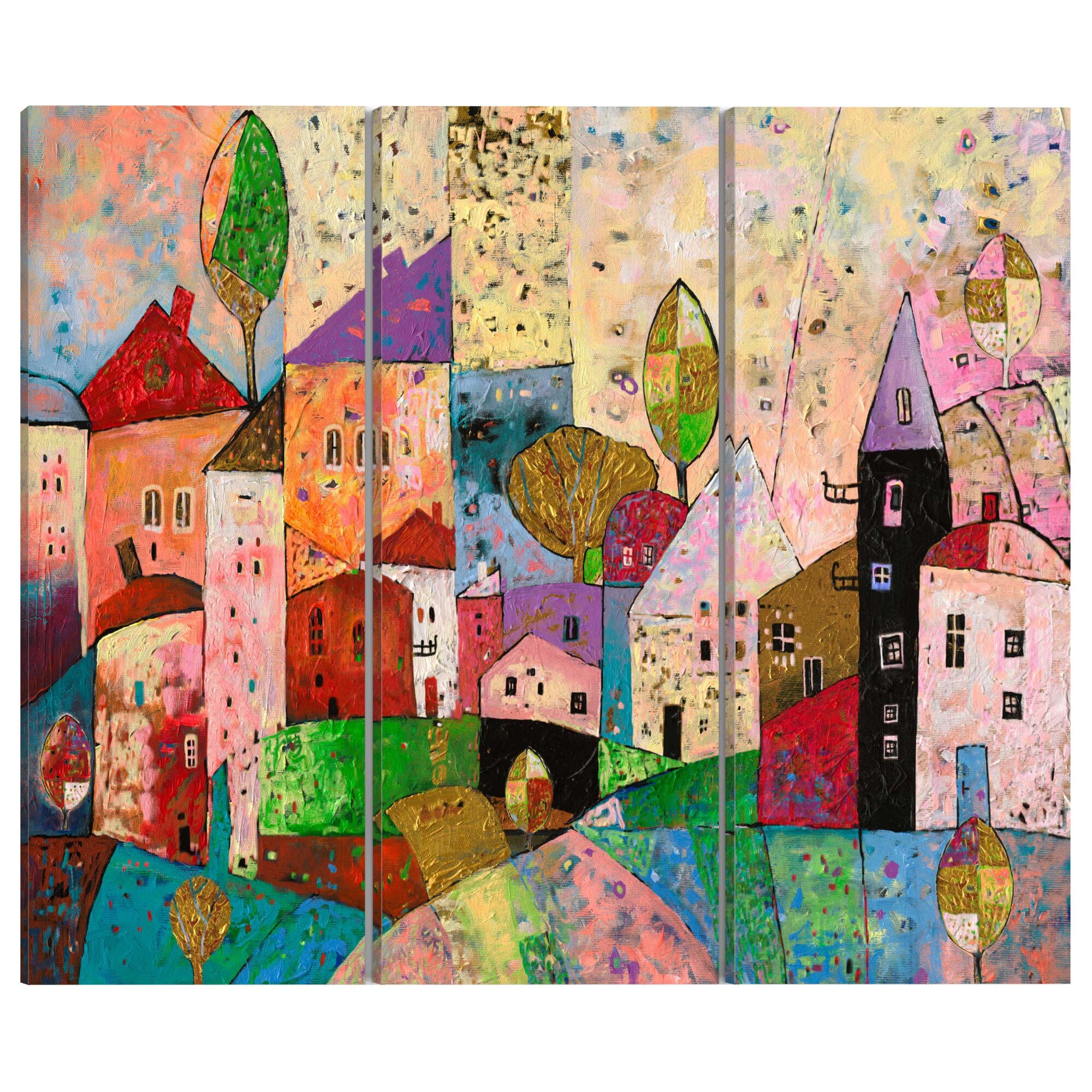 Tablou canvas 3 piese - Pitoresc oraS mic - 90 x 60 cm