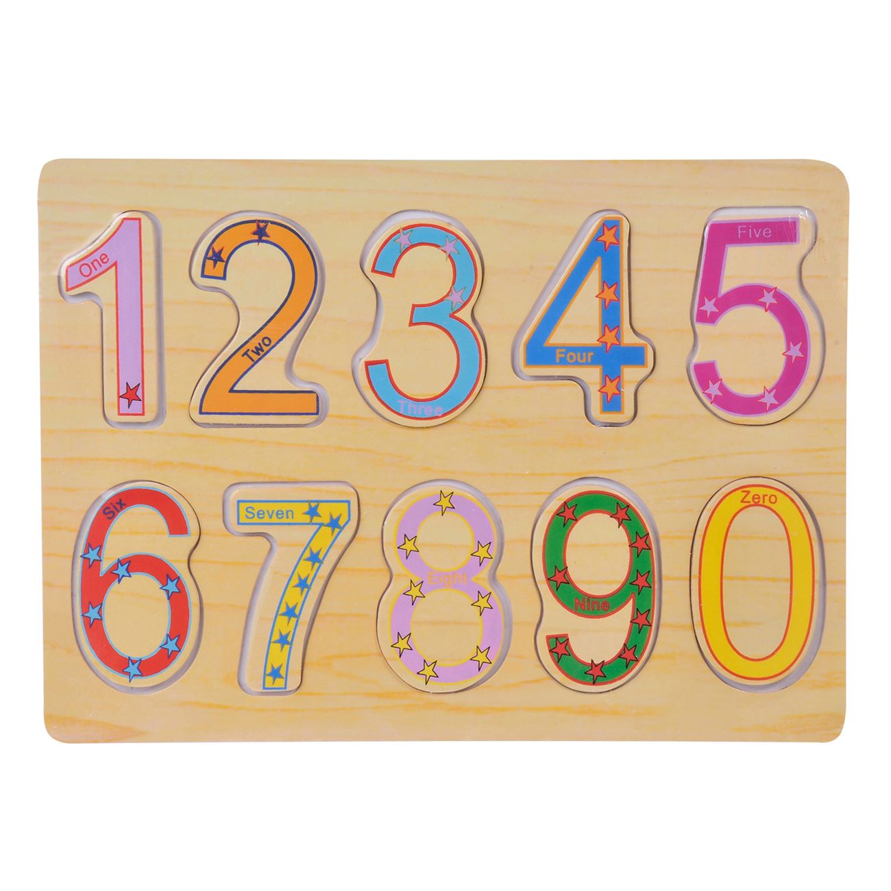 Puzzle din lemn, Zola® ,educativ, model cifre, 10 piese, multicolor, 21x29 cm