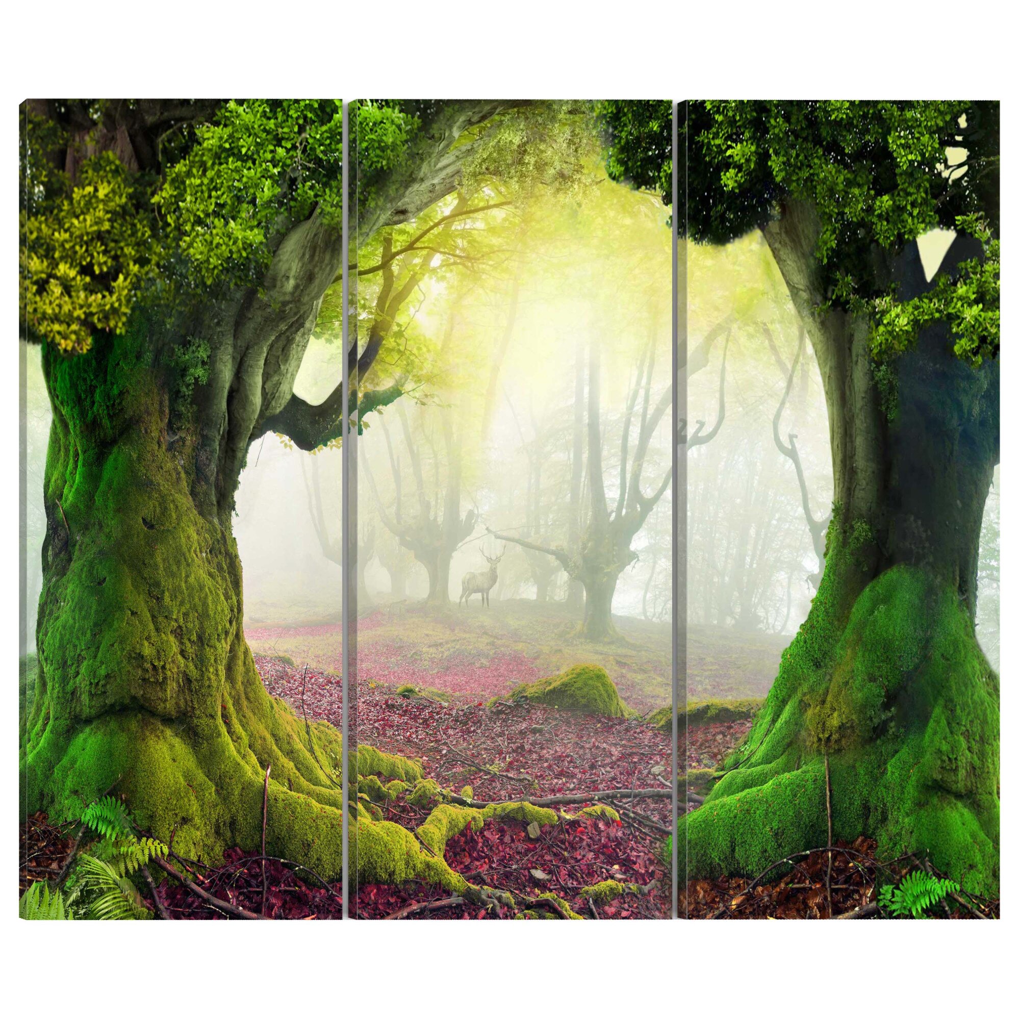 Tablou canvas 3 piese - Triptic misterios de padure - 90 x 60 cm
