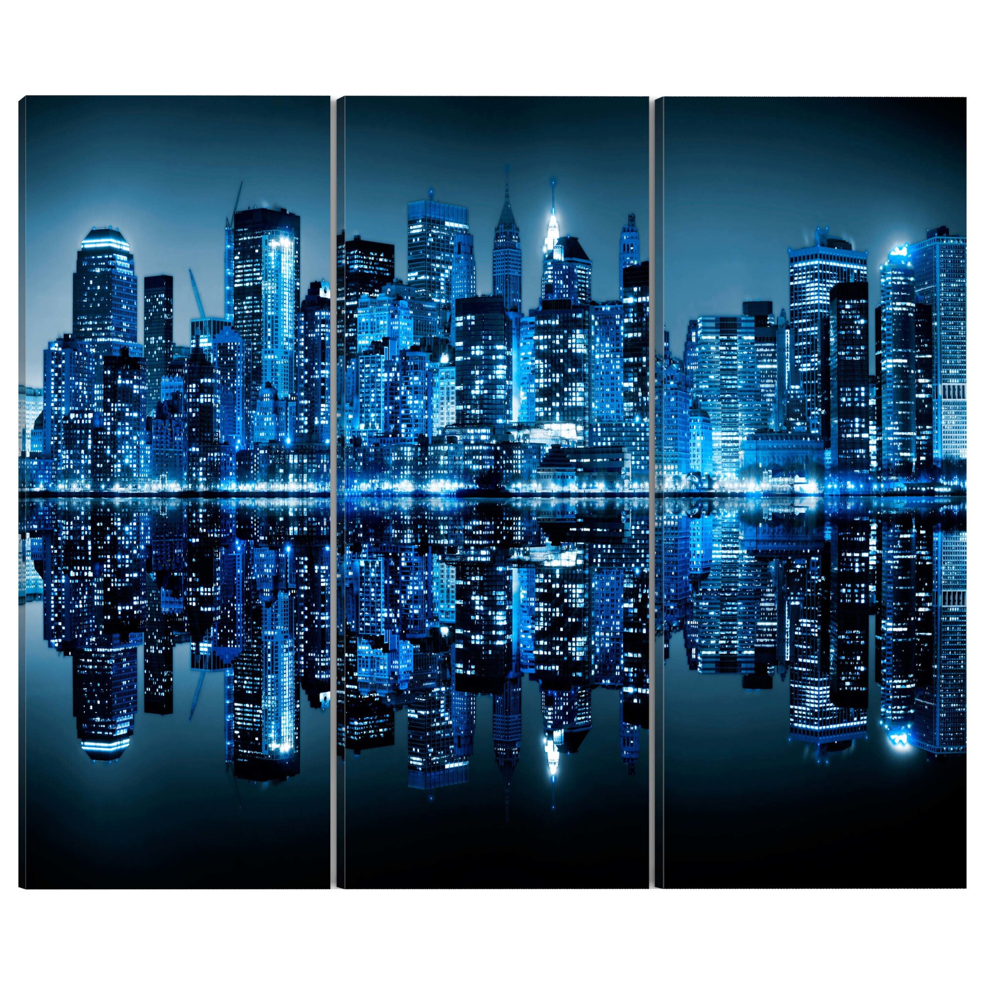 Tablou canvas 3 piese - Manhattan In nuanta de albastru - 90 x 60 cm