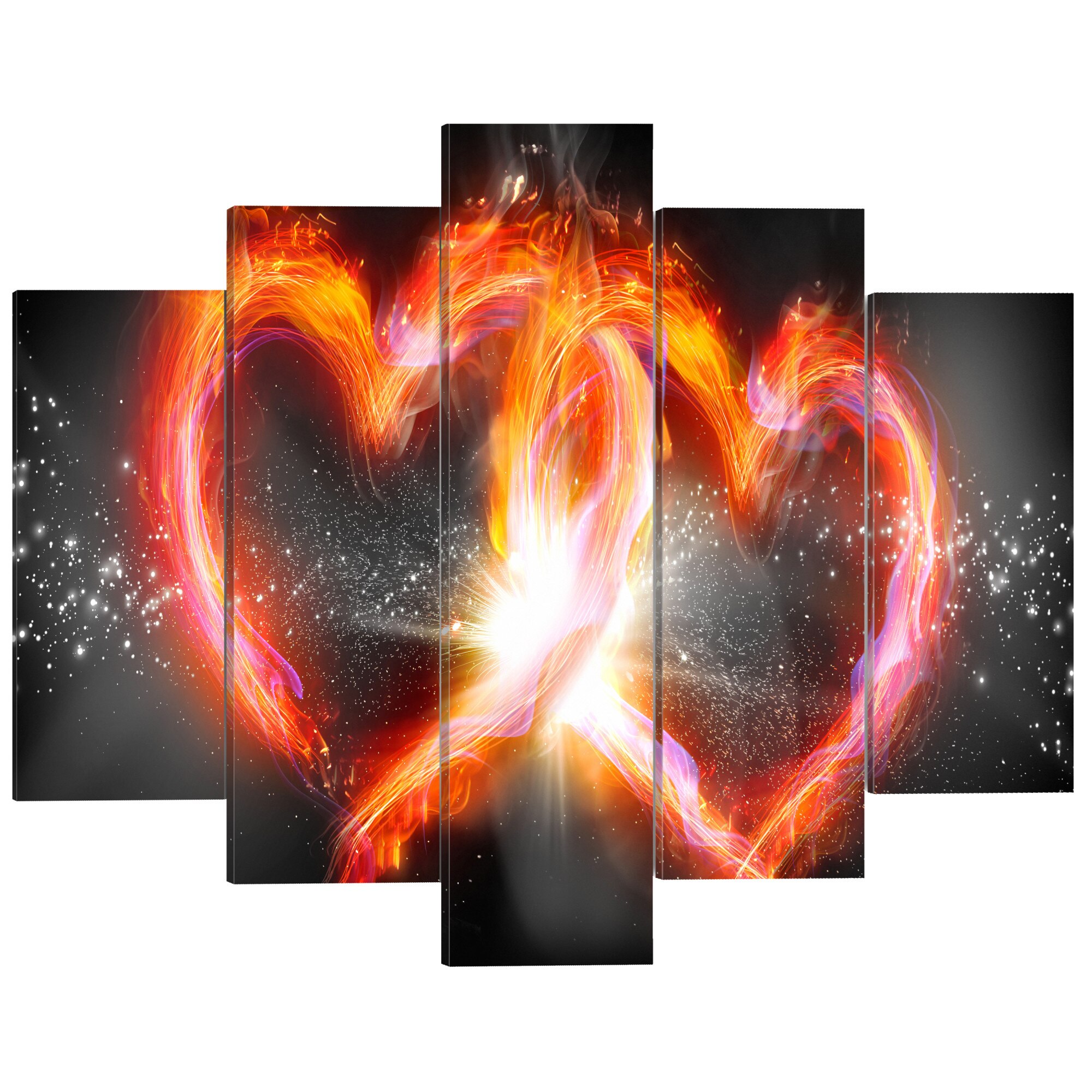 Tablou canvas 5 piese - Flacara iubirii - 200 x 100 cm