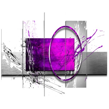 Tablou canvas 5 piese - Expresie violet - 200 x 100 cm