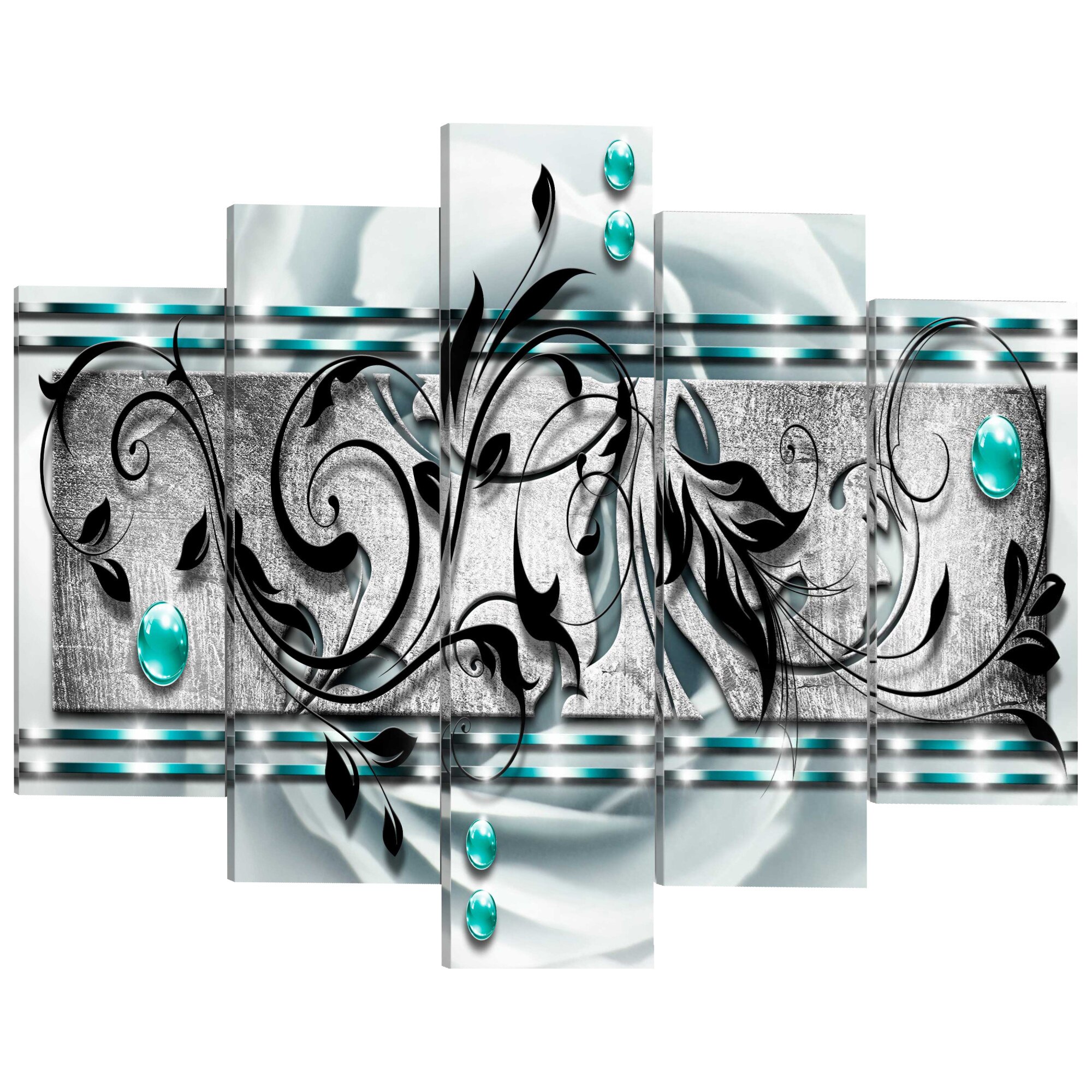 Tablou canvas 5 piese - Ambivalenta turcoaz - 200 x 100 cm