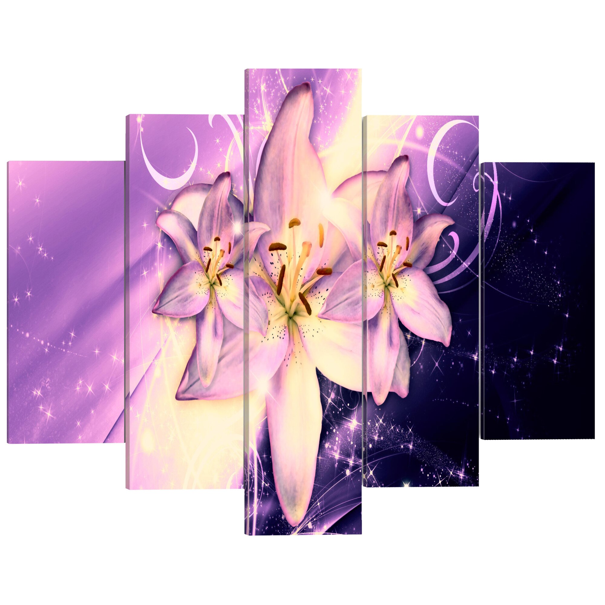 Tablou canvas 5 piese - Galaxie violeta - 200 x 100 cm