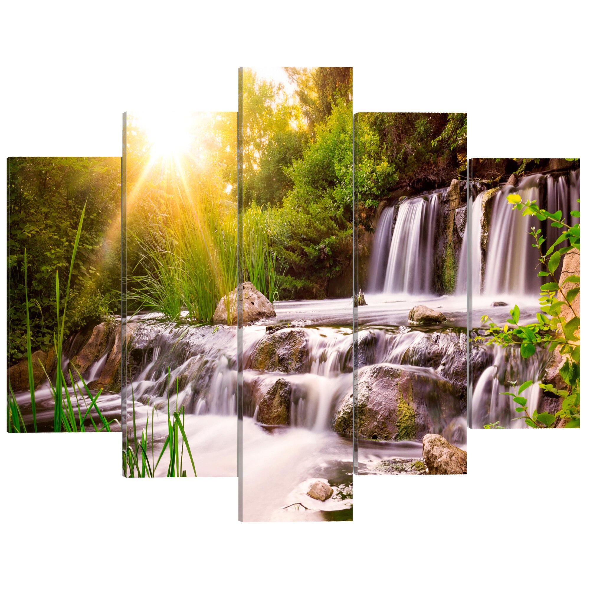 Tablou canvas 5 piese - Cascada Padurii - 100 x 50 cm