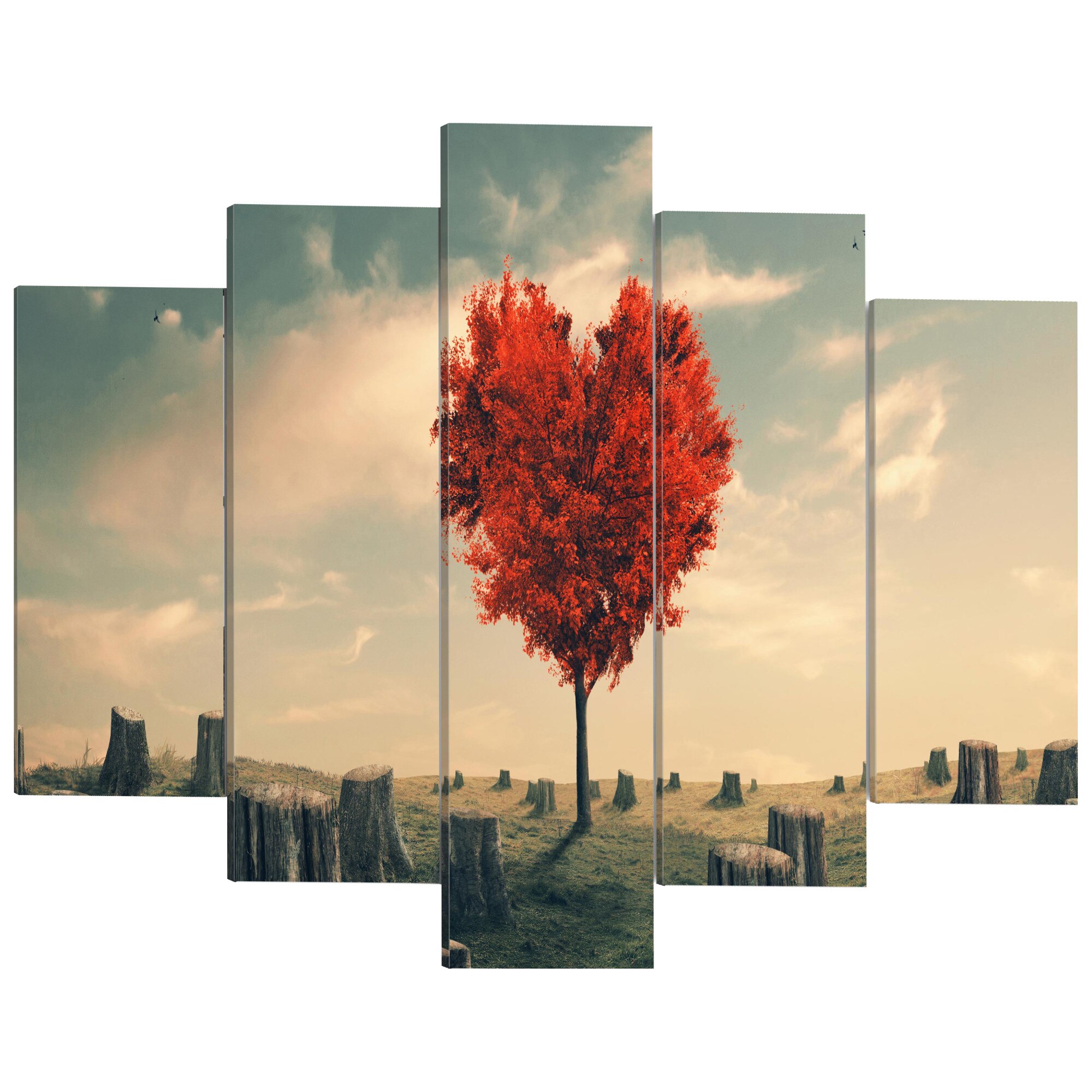 Tablou canvas 5 piese - Arborele singuratatii - 100 x 50 cm