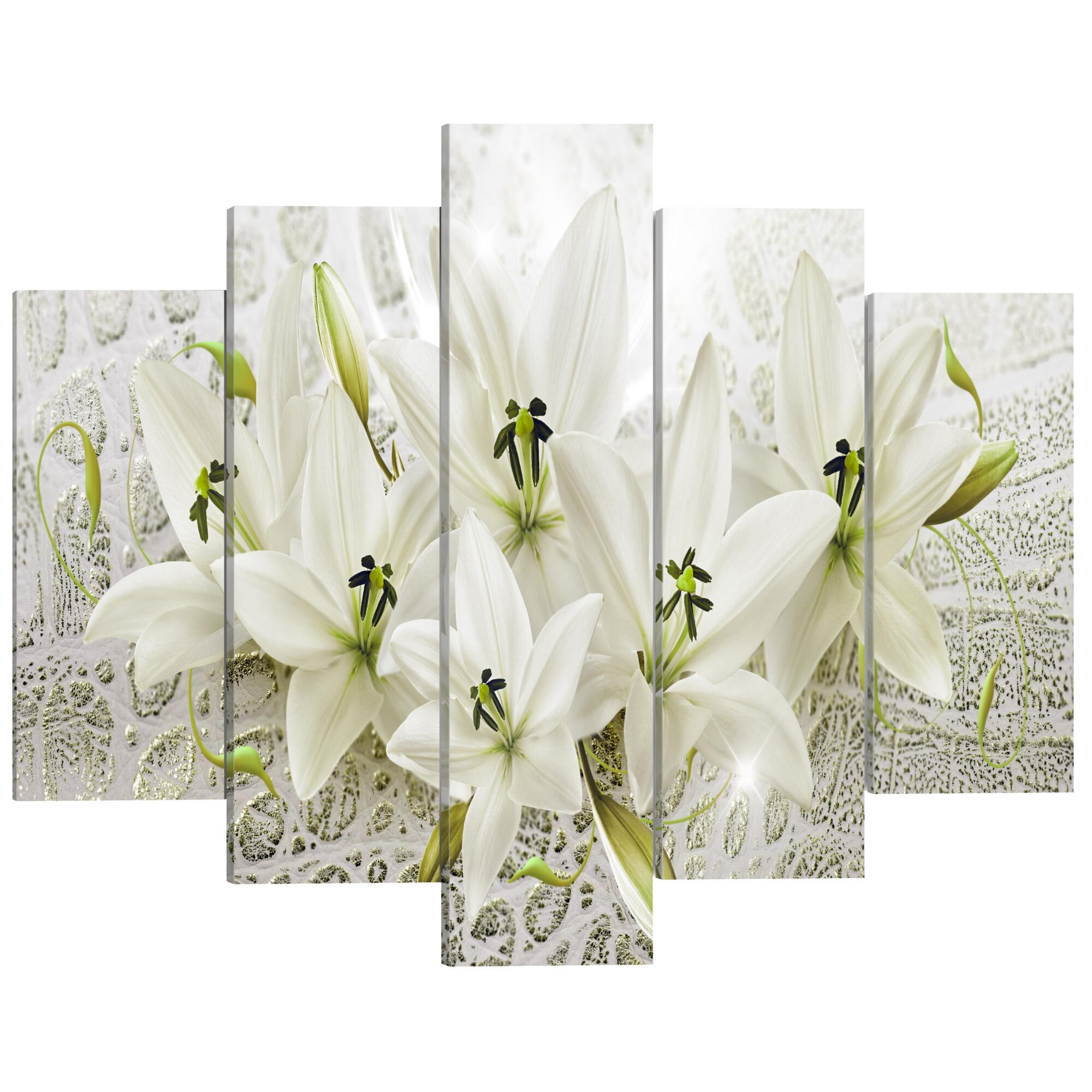 Tablou canvas 5 piese - Flori unice - 100 x 50 cm
