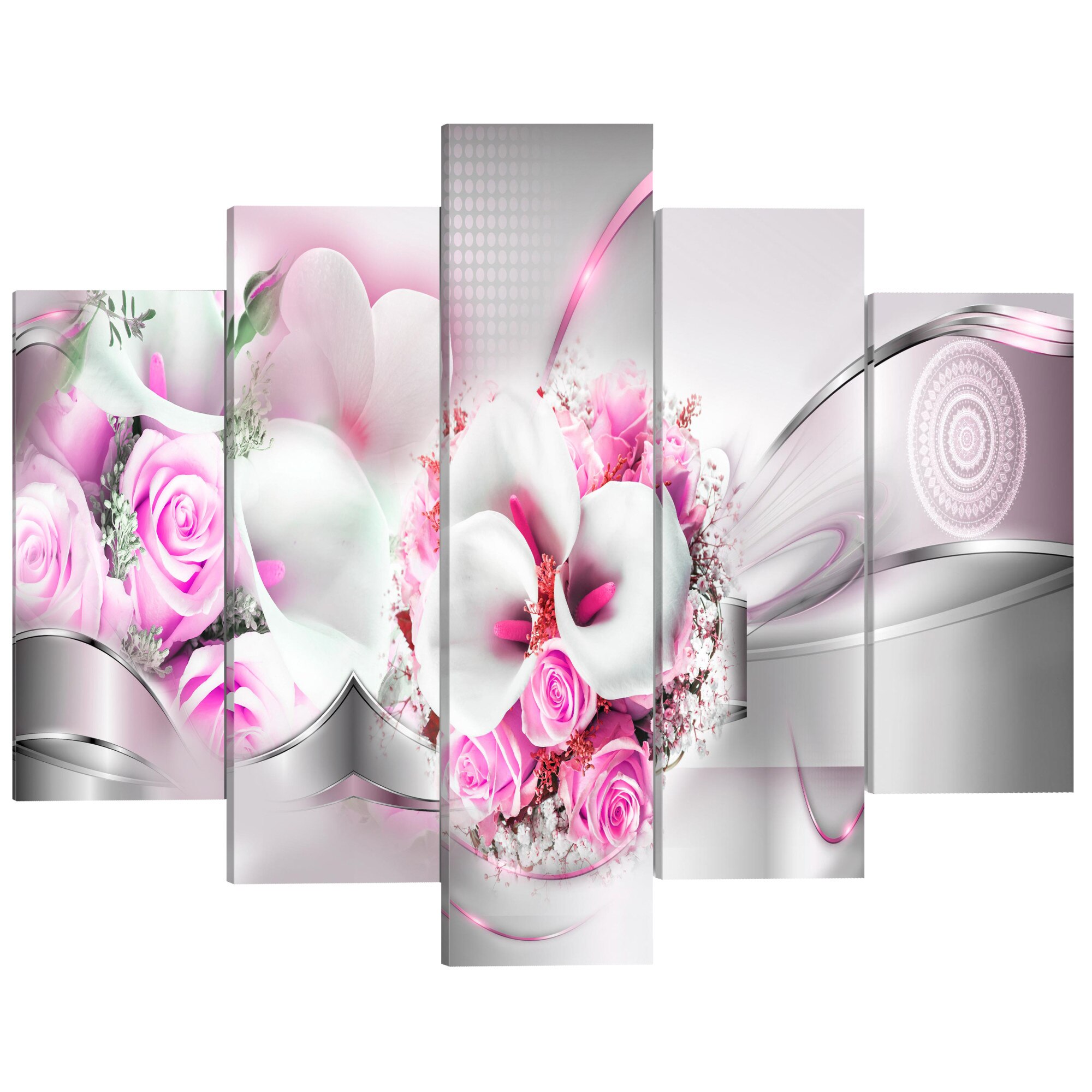 Tablou canvas 5 piese - Casatoria roz - 200 x 100 cm