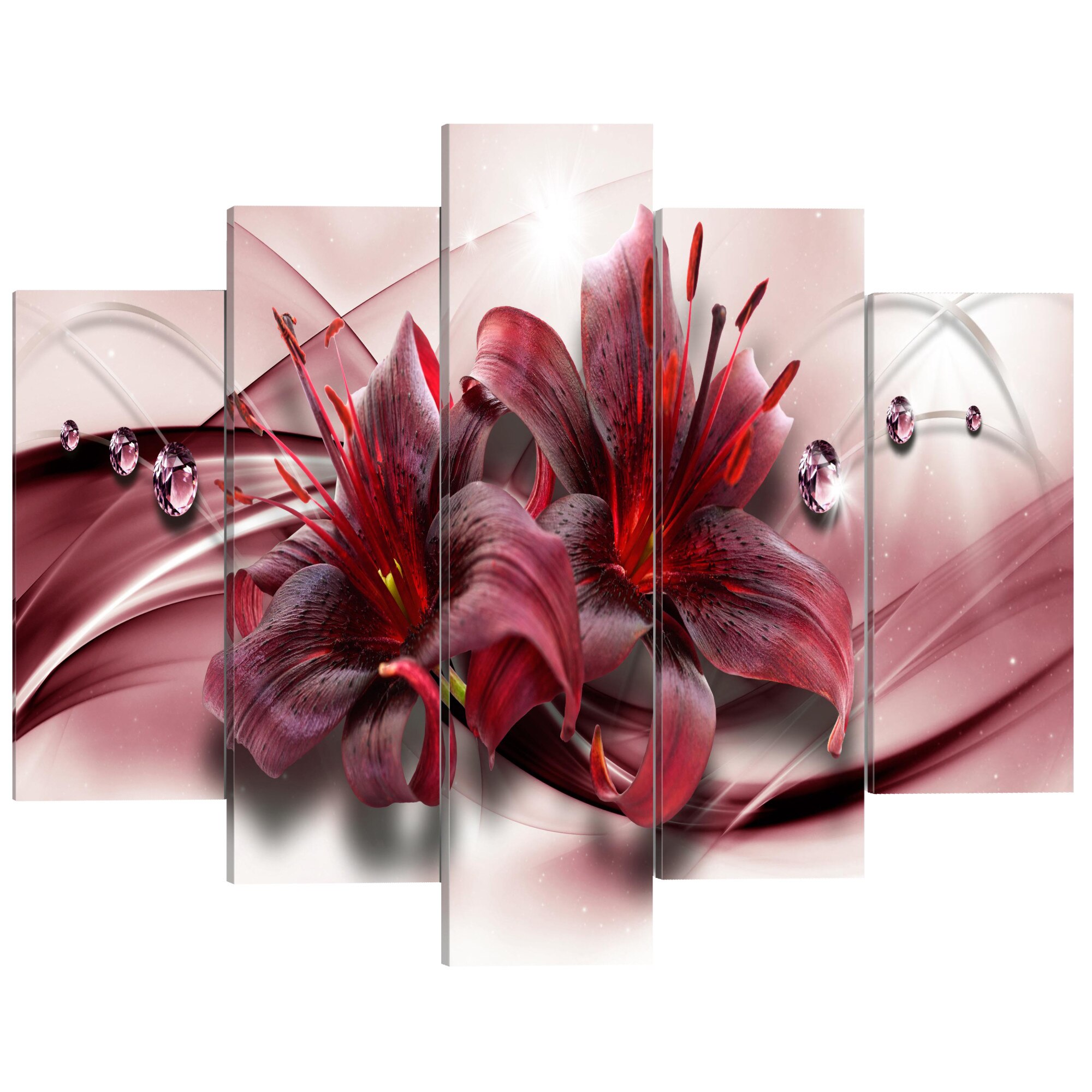 Tablou canvas 5 piese - Crin roz - 100 x 50 cm