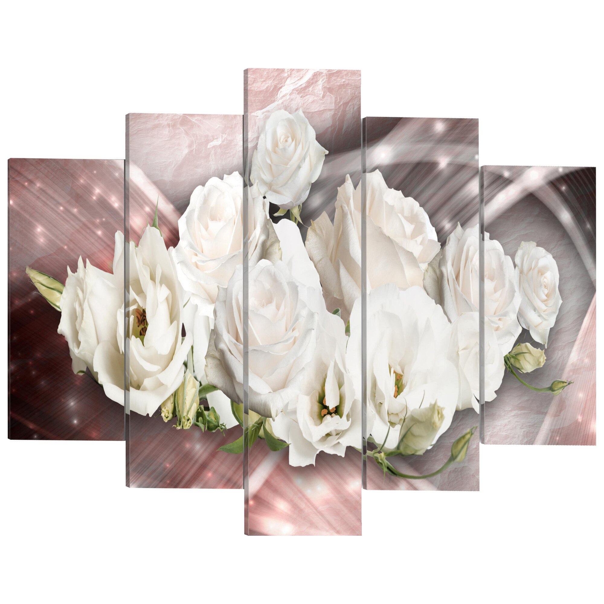 Tablou canvas 5 piese - Buchet romantic - 200 x 100 cm