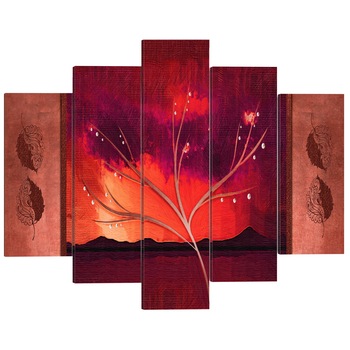 Tablou canvas 5 piese - Carmine Toamna - 100 x 50 cm Tablou canvas 5 piese - Carmine Toamna - 100 x 50 cm