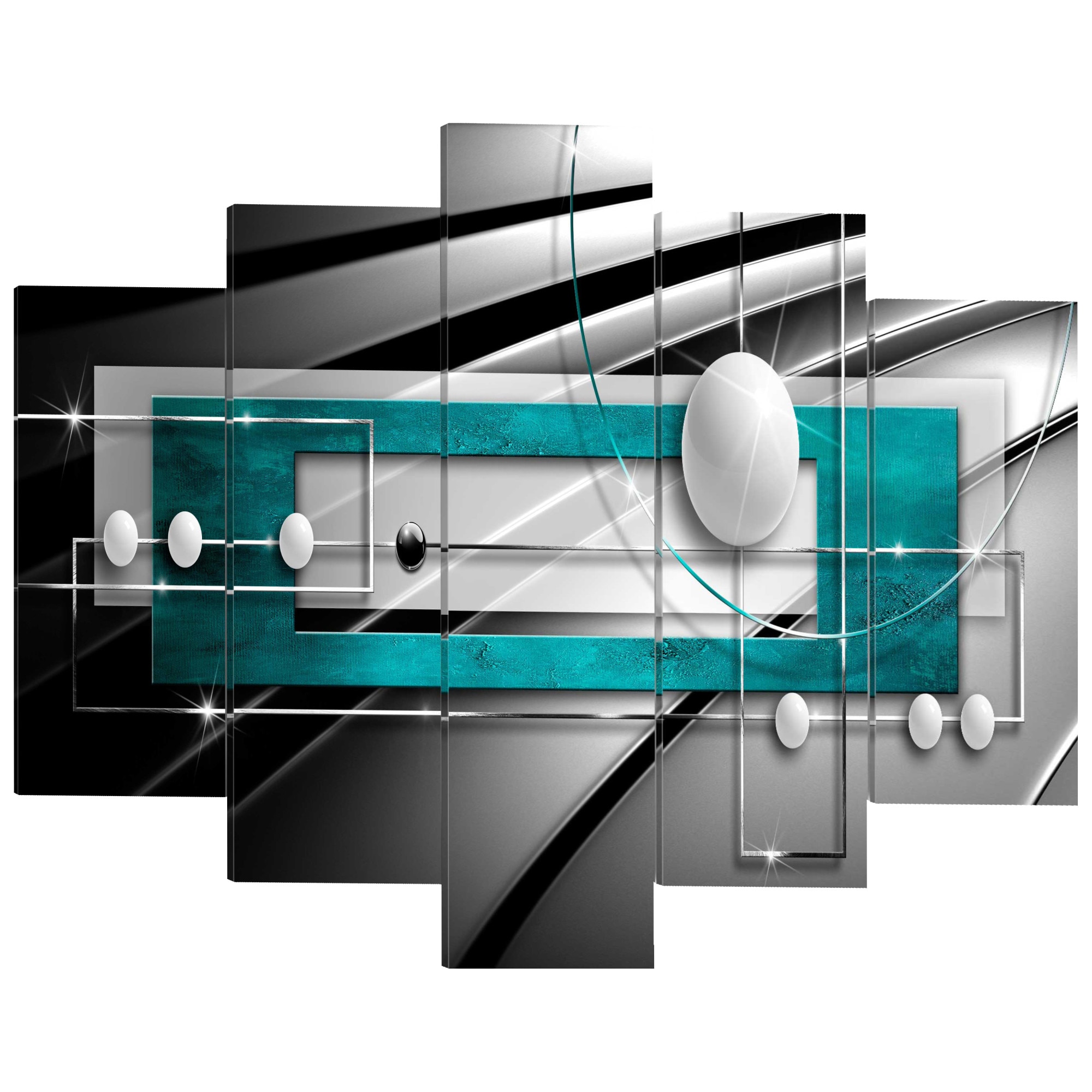 Tablou canvas 5 piese - Balans de albastru - 200 x 100 cm