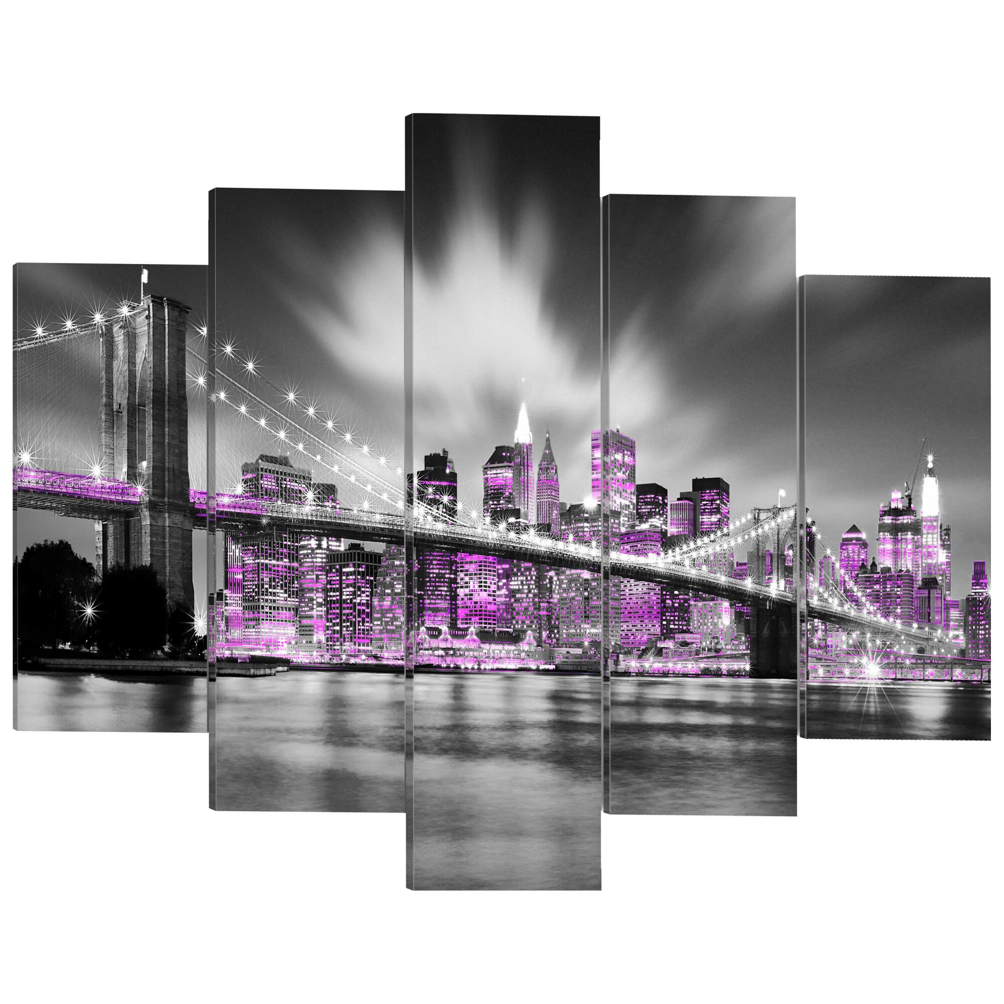 Tablou canvas 5 piese - Ametistina New York - 100 x 50 cm