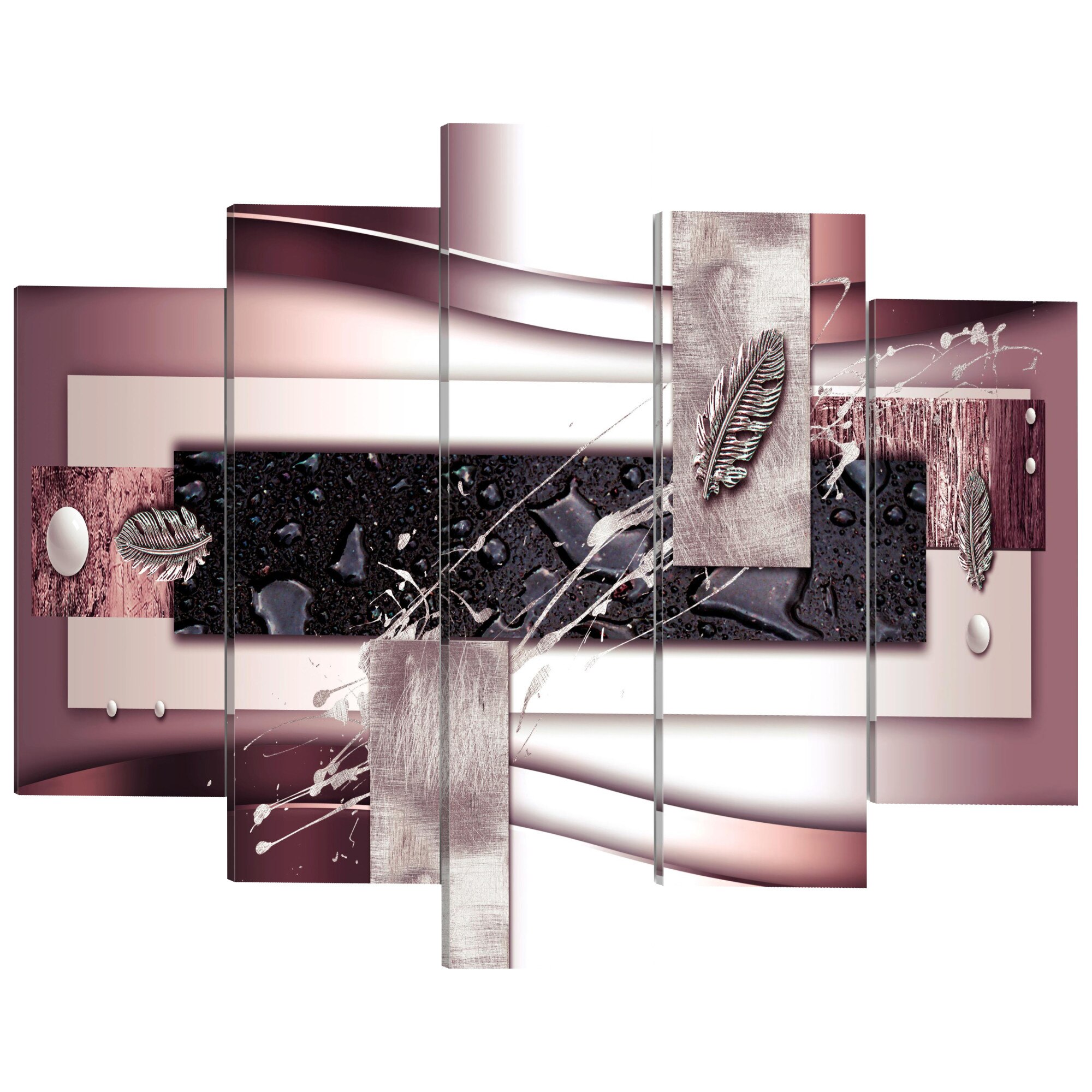 Tablou canvas 5 piese - Armonia Burgundiei - 100 x 50 cm