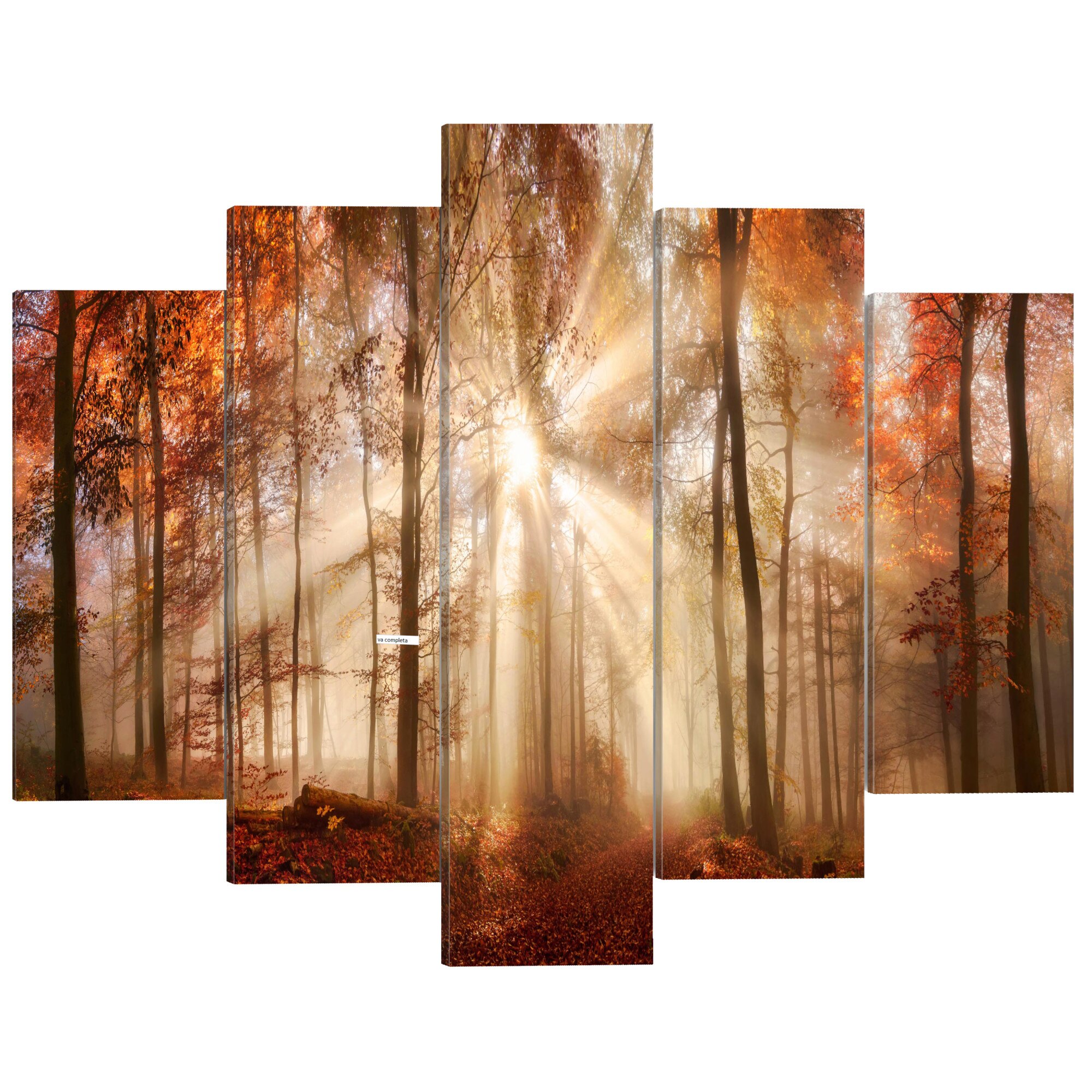 Tablou canvas 5 piese - Ceata de padure - 100 x 50 cm