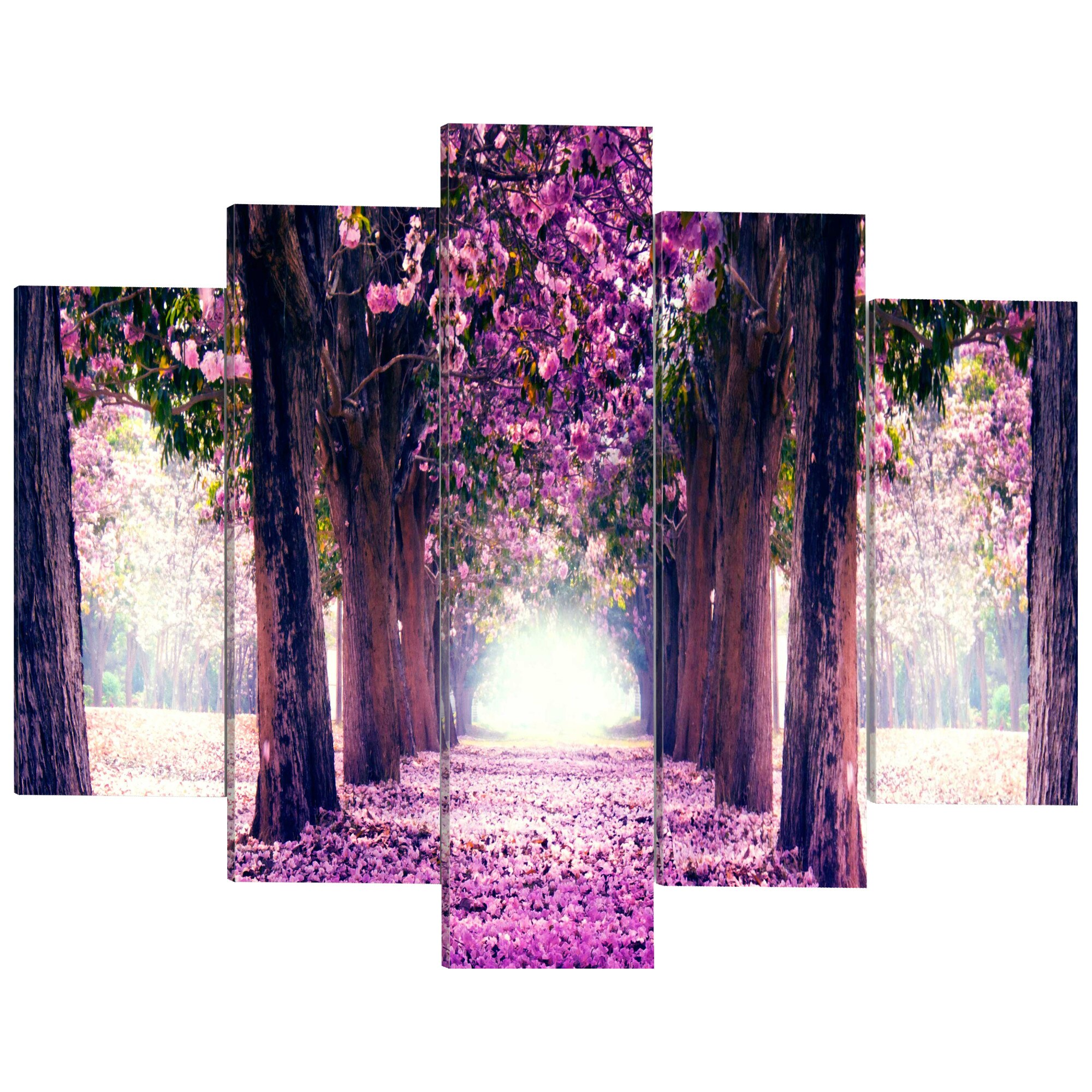 Tablou canvas 5 piese - Bulevardul purpuriu - 200 x 100 cm