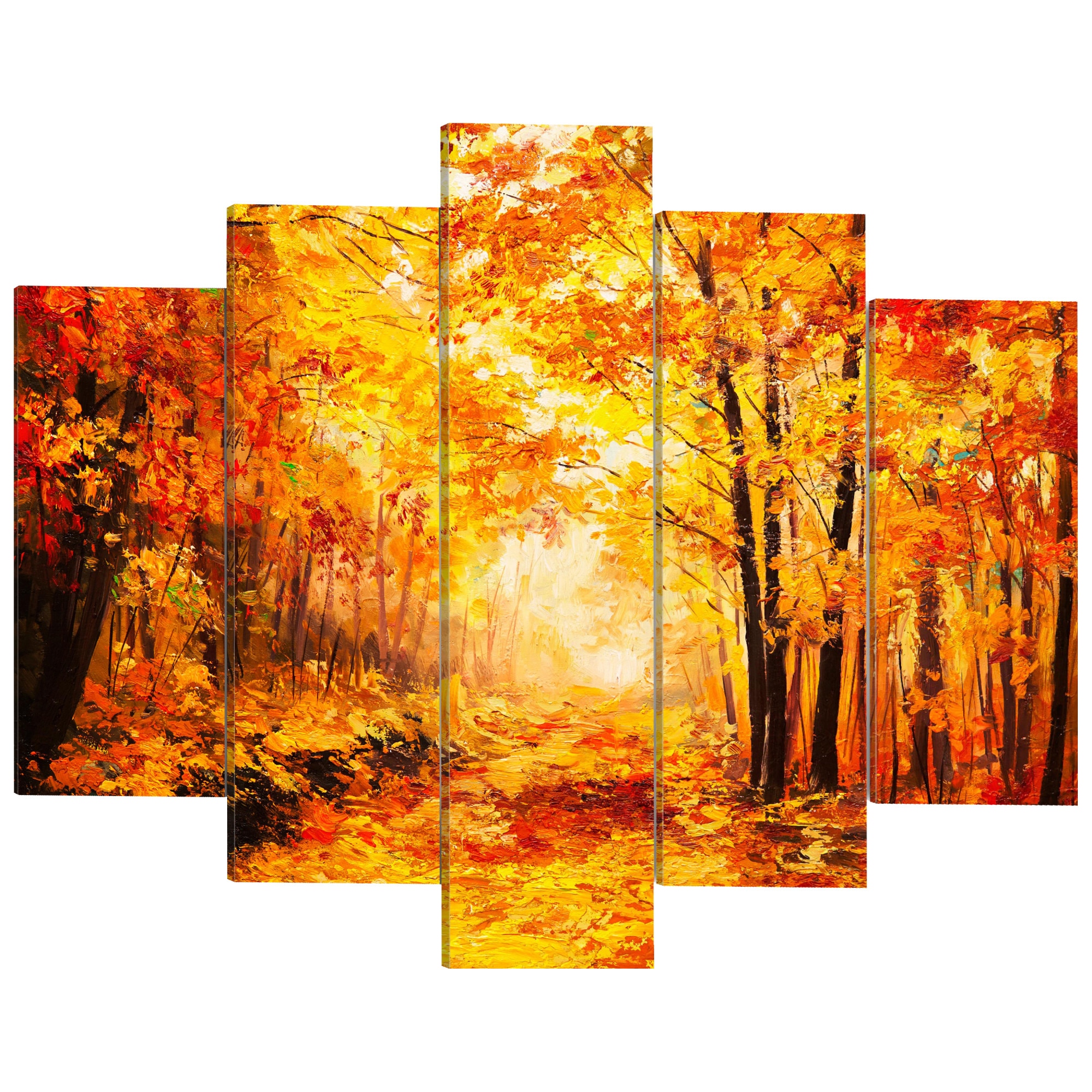 Tablou canvas 5 piese - Aleea de toamna - 100 x 50 cm