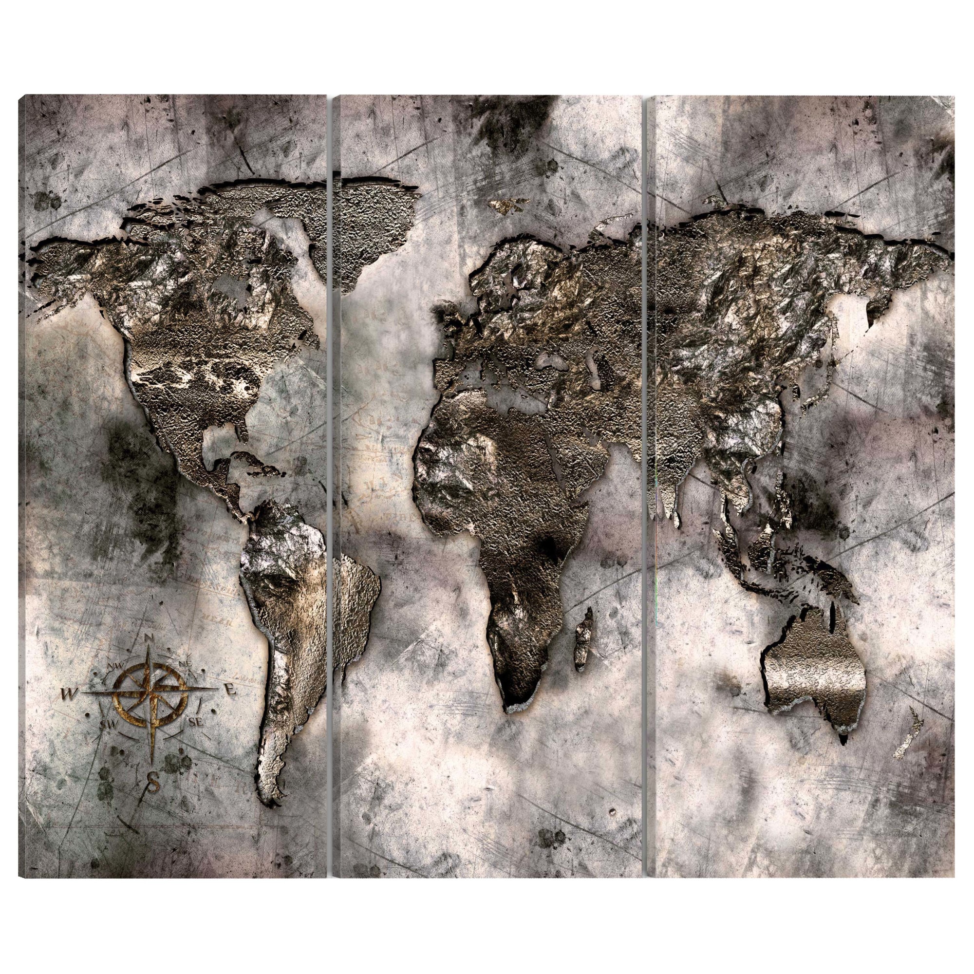 Tablou canvas 3 piese - Harta opalescenta - 90 x 60 cm