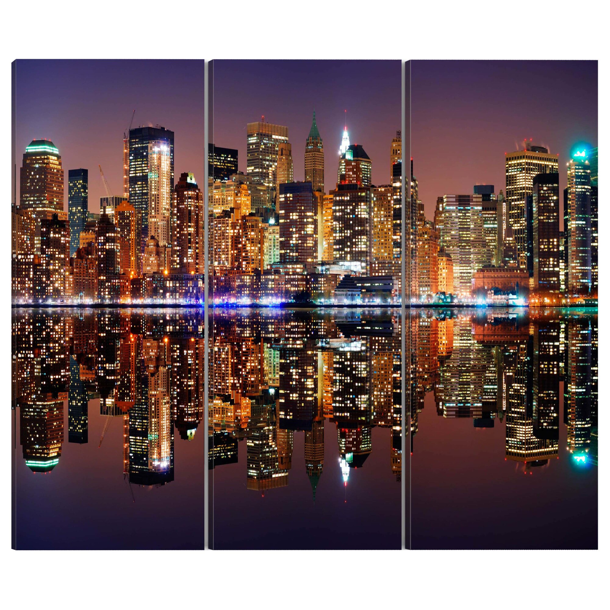 Tablou canvas 3 piese - Reflectarea apei din New York - 90 x 60 cm