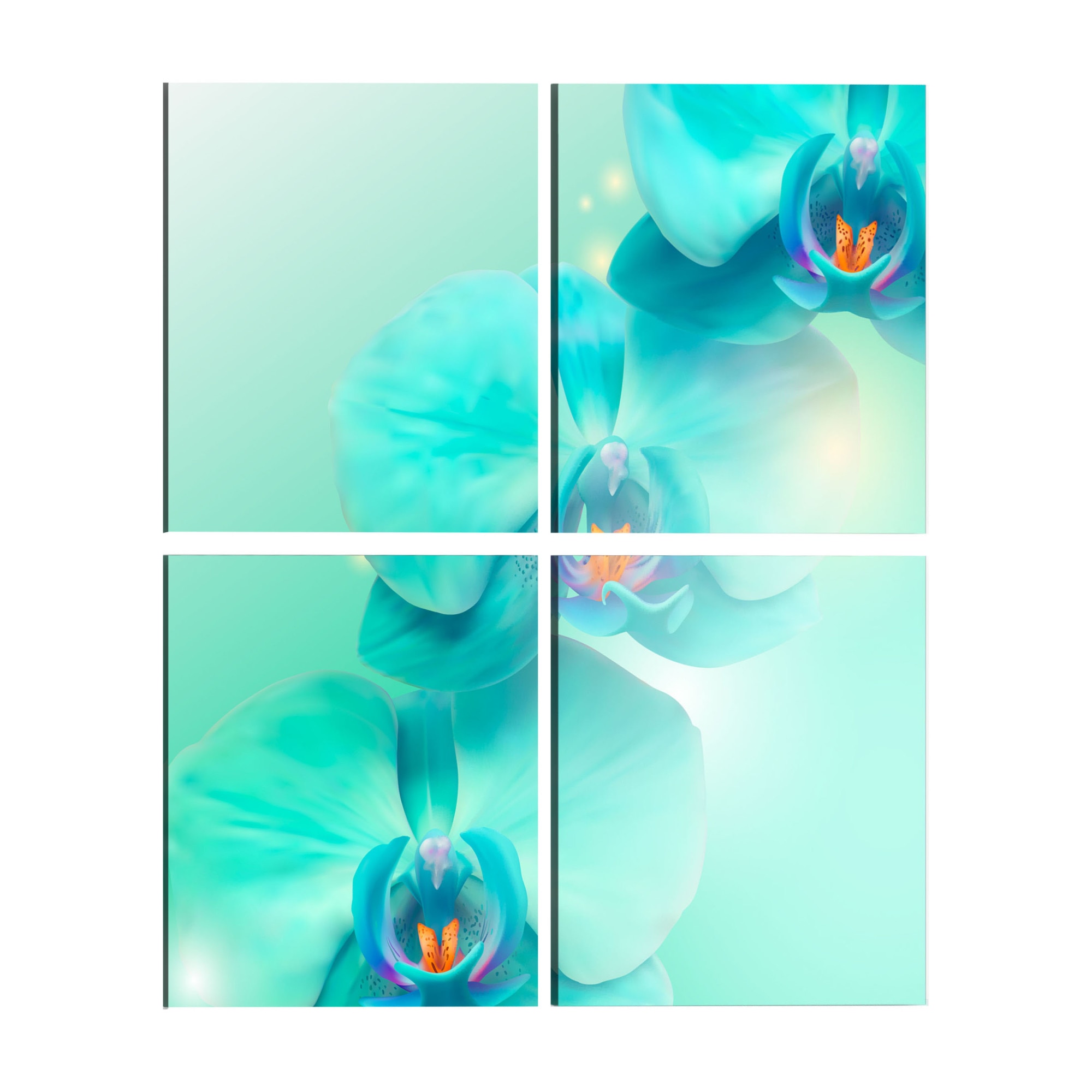 Tablou canvas 4 piese - Orhidee albastre de cer - 60 x 60 cm