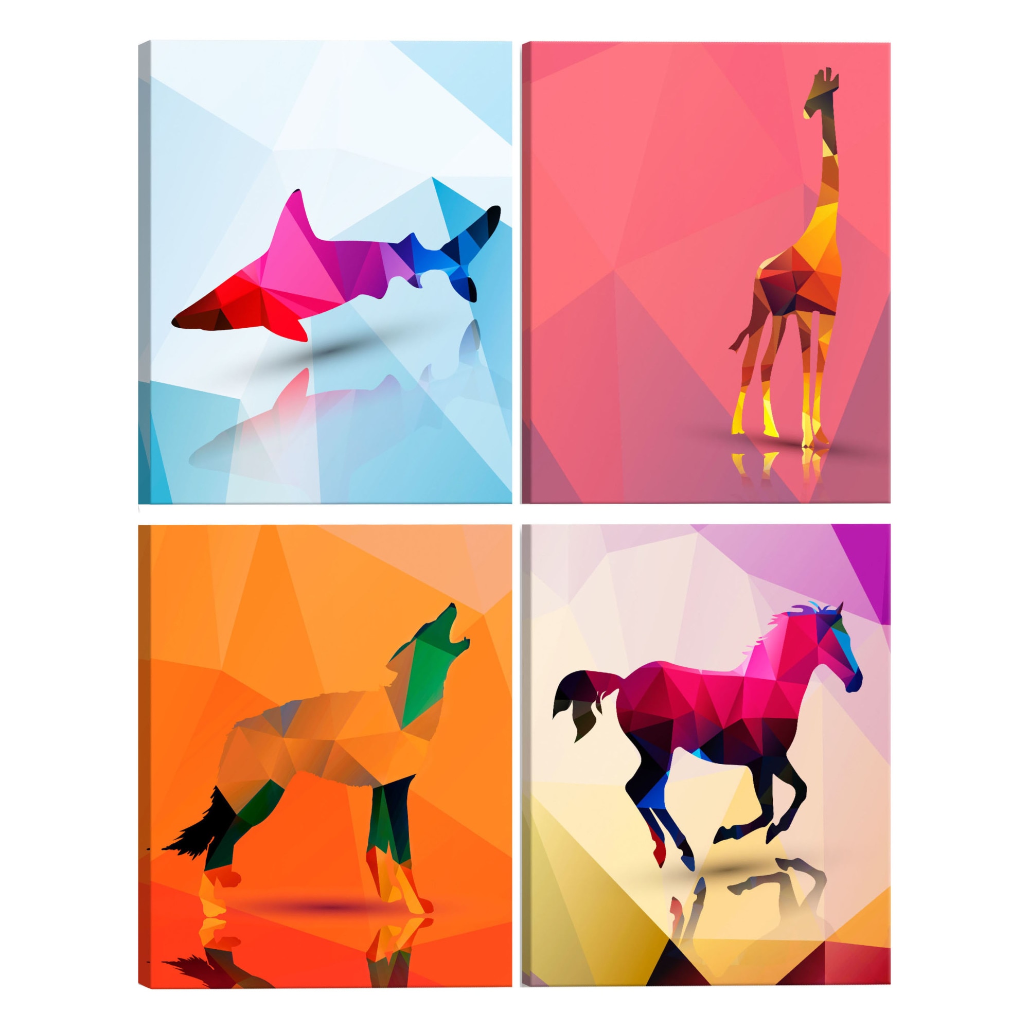 Tablou canvas 4 piese - Animale geometrice - 40 x 40 cm