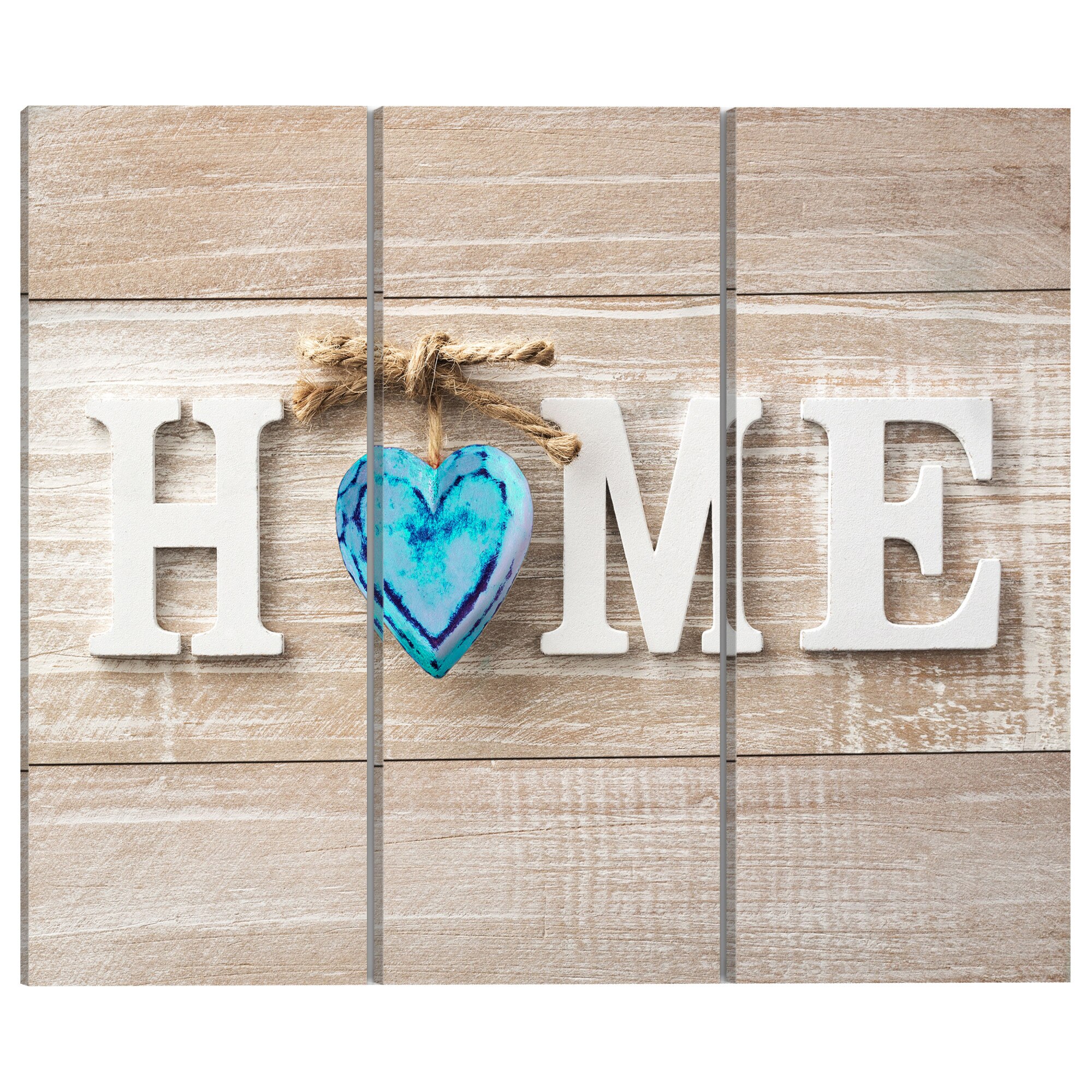 Tablou canvas 3 piese - Acasa dragoste albastra - 90 x 60 cm