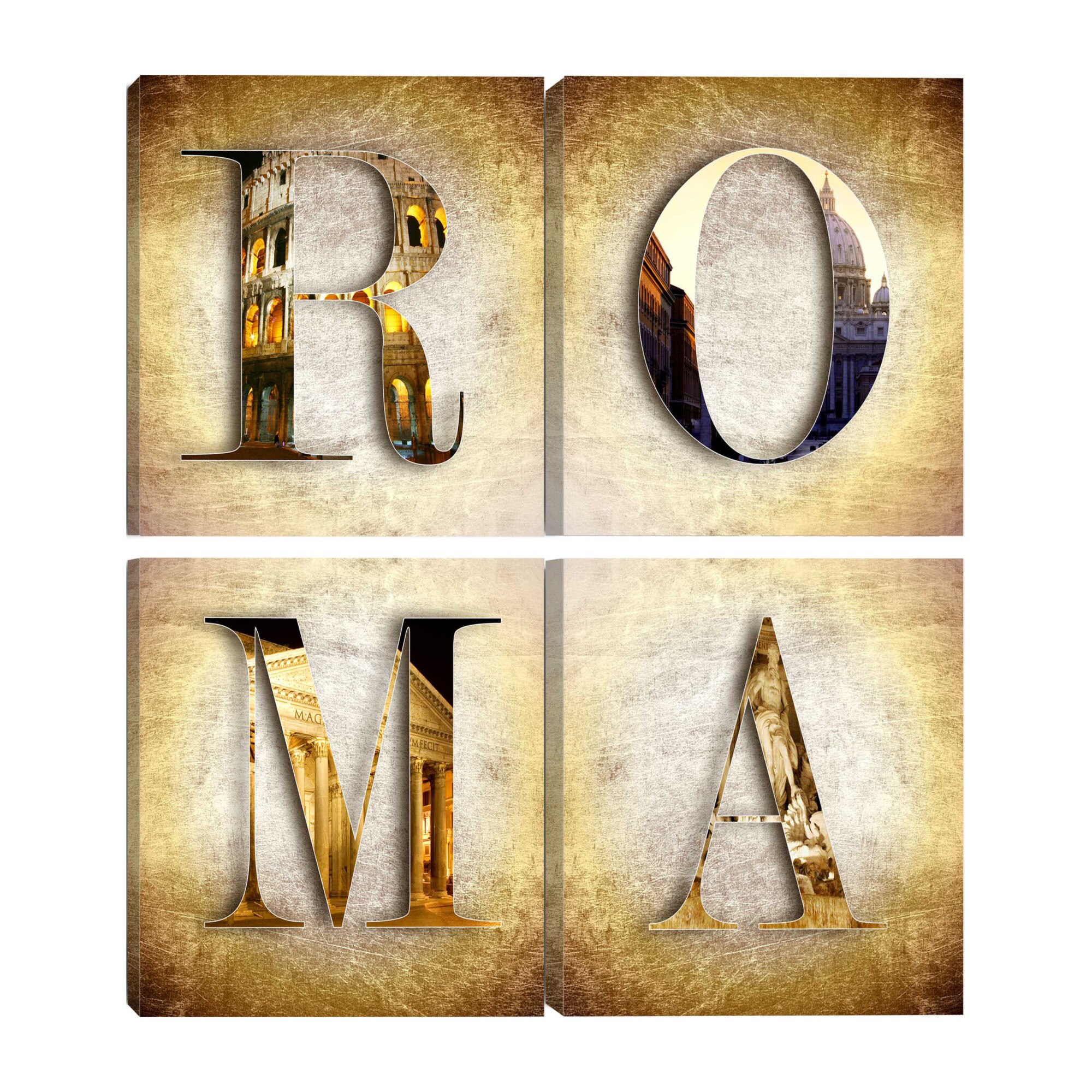 Tablou canvas 4 piese - Vacanta romana - 60 x 60 cm