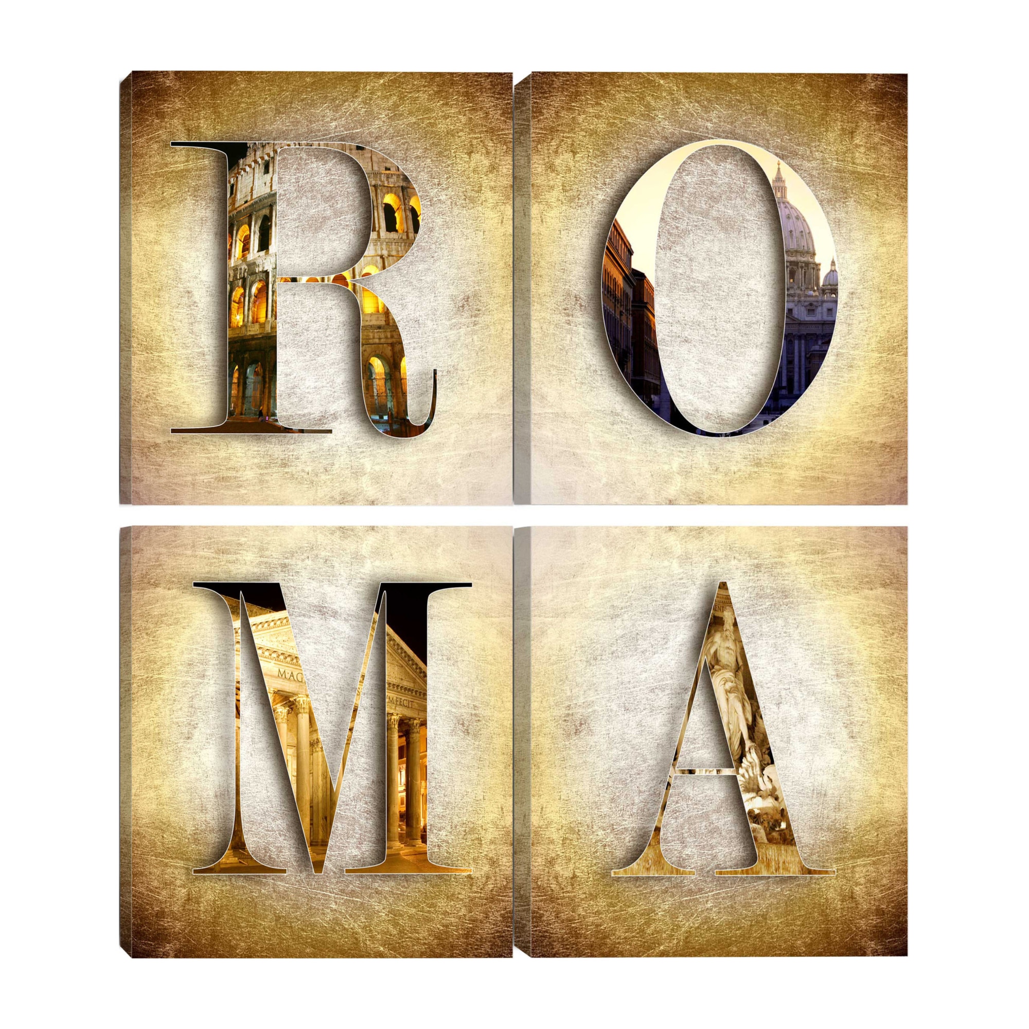 Tablou canvas 4 piese - Vacanta romana - 90 x 90 cm