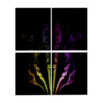 Tablou canvas 4 piese - Curcubeul arunca urmele de fum - 90 x 90 cm Tablou canvas 4 piese - Curcubeul arunca urmele de fum - 90 x 90 cm