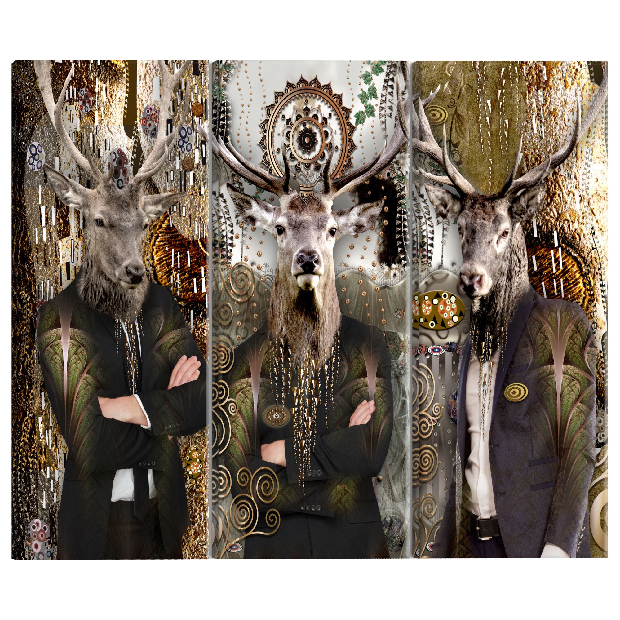 Tablou canvas 3 piese - Animal Trio Brown - 120 x 80 cm