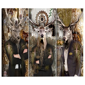 Tablou canvas 3 piese - Animal Trio Brown - 90 x 60 cm