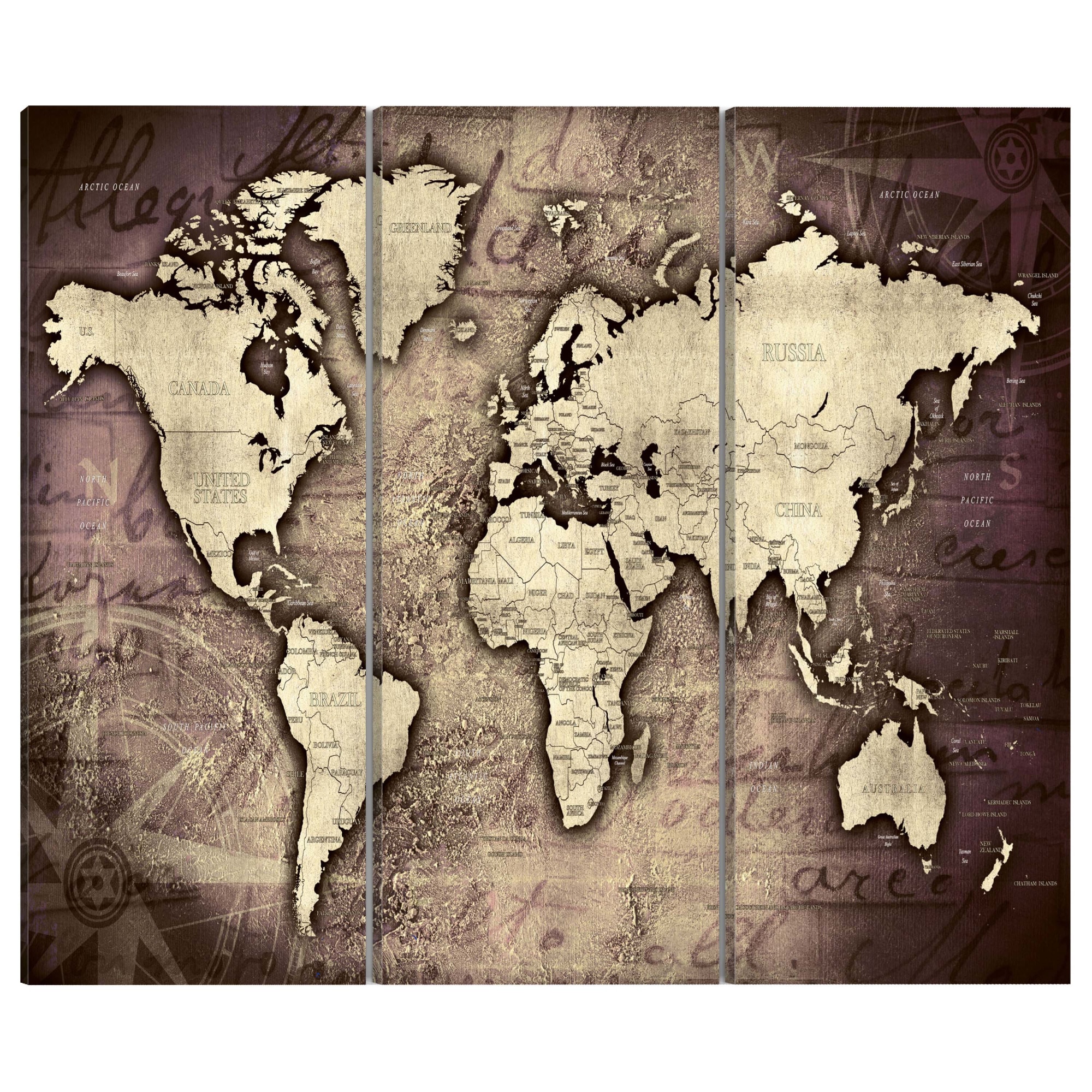 Tablou canvas 3 piese - Calatorii de aur - 120 x 80 cm