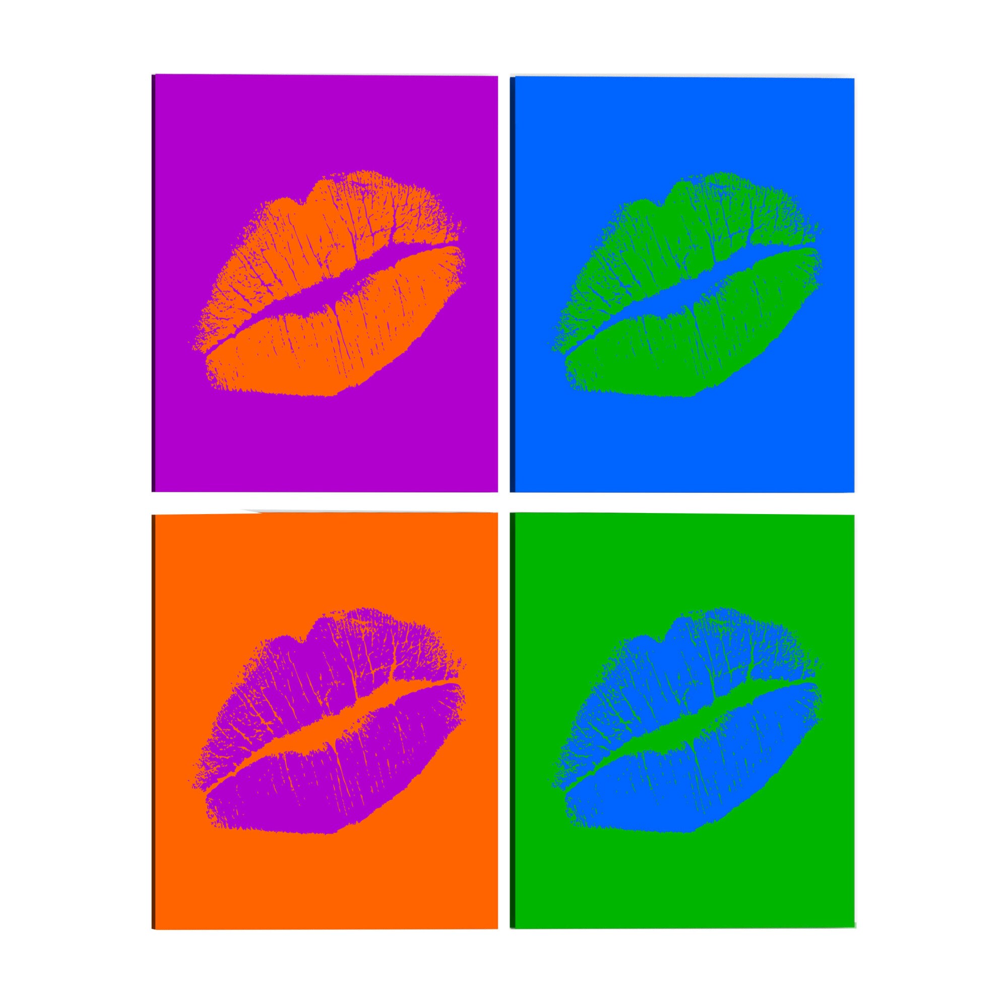 Tablou canvas 4 piese - Saruturi arta pop - 90 x 90 cm