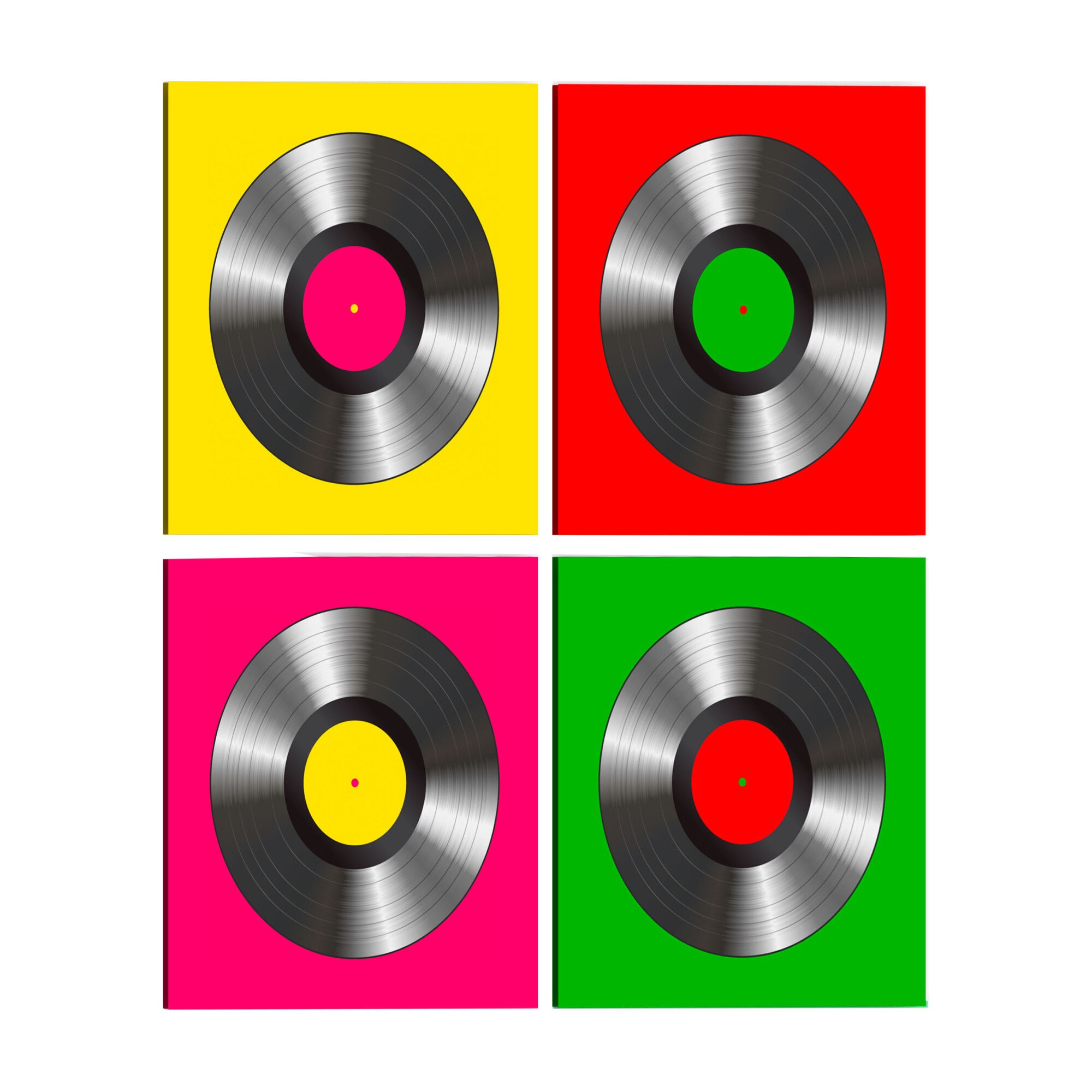Tablou canvas 4 piese - Viniluri Pop art - 90 x 90 cm