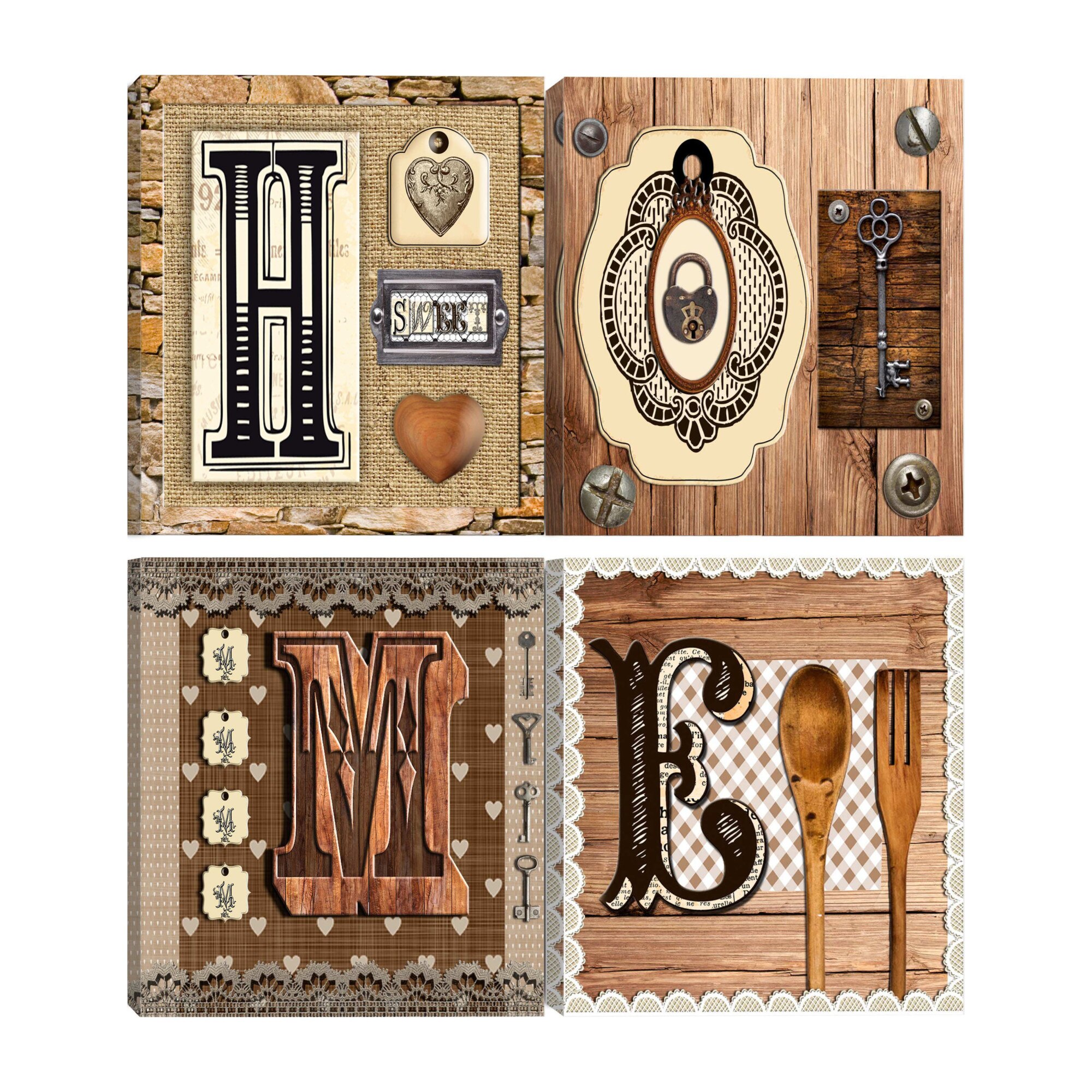 Tablou canvas 4 piese - Nu exista nici un loc ca acasa - 90 x 90 cm