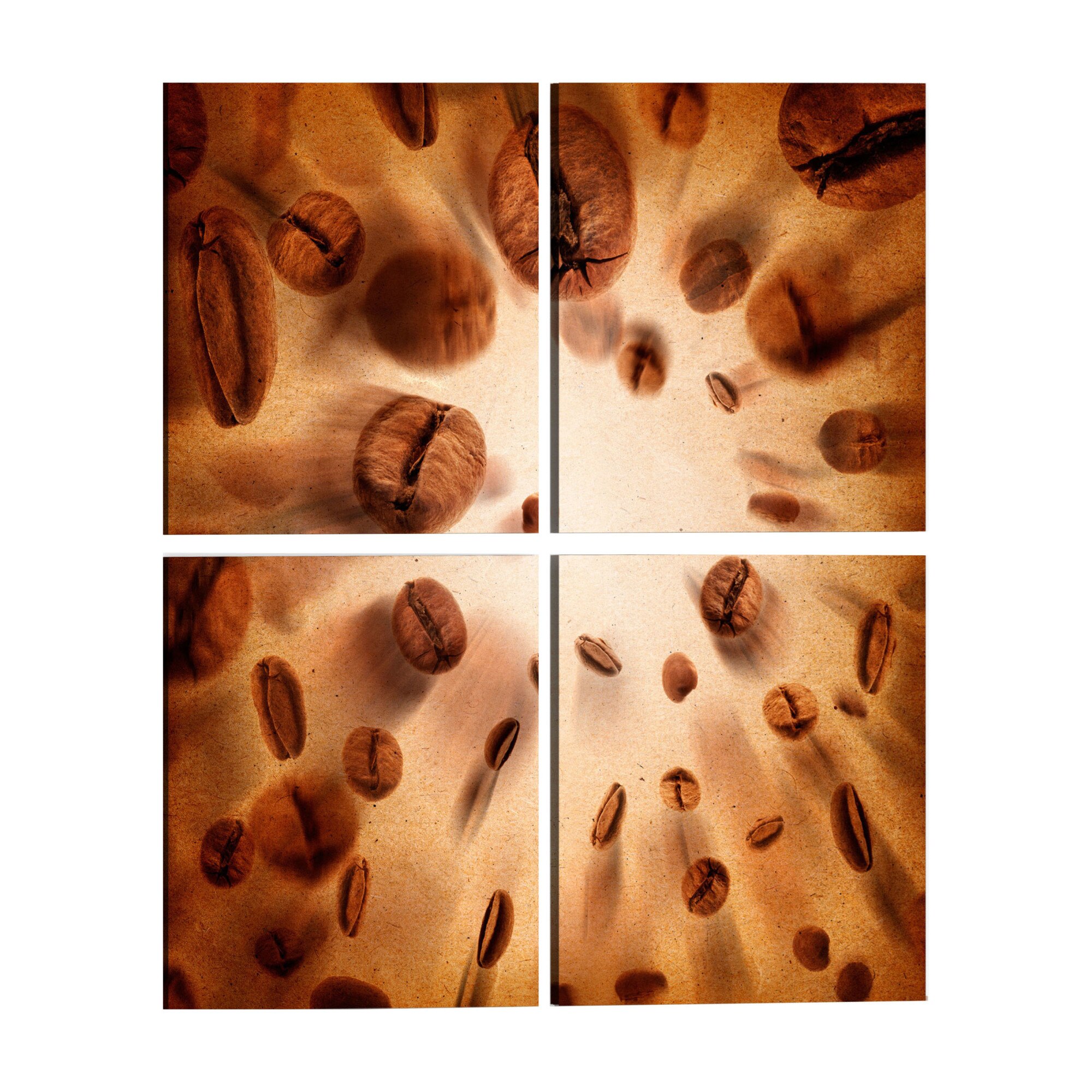 Tablou canvas 4 piese - Cafea energica - 60 x 60 cm