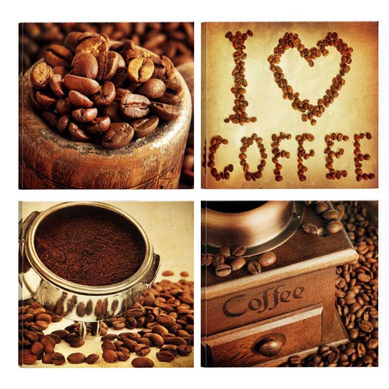 Tablou canvas 4 piese - Cafea Momente placute - 80 x 80 cm