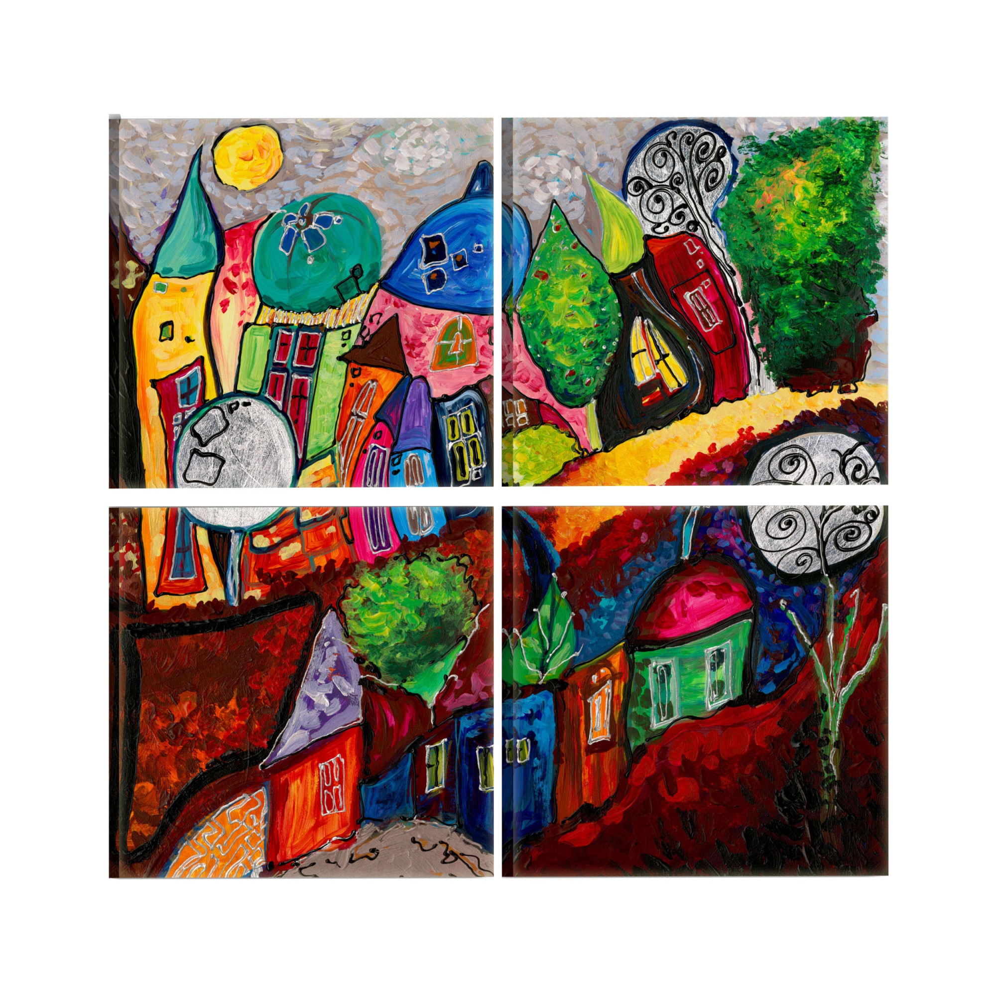 Tablou canvas 4 piese - OraS colorat - 90 x 90 cm