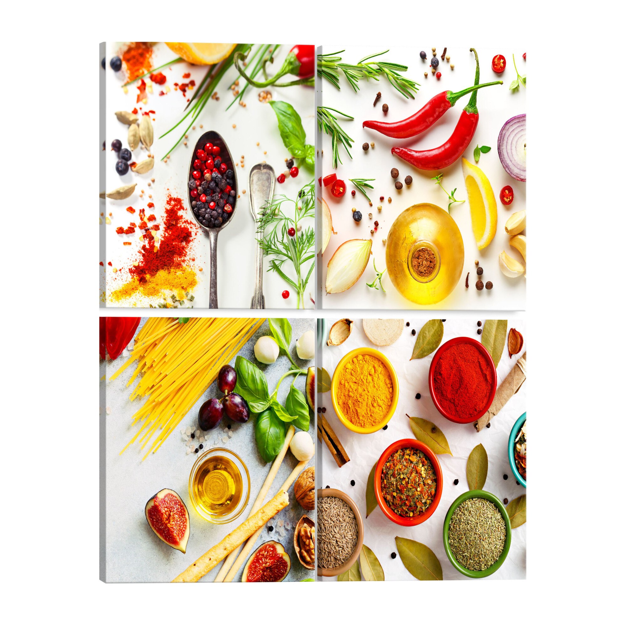 Tablou canvas 4 piese - Condimente ale lumii - 60 x 60 cm