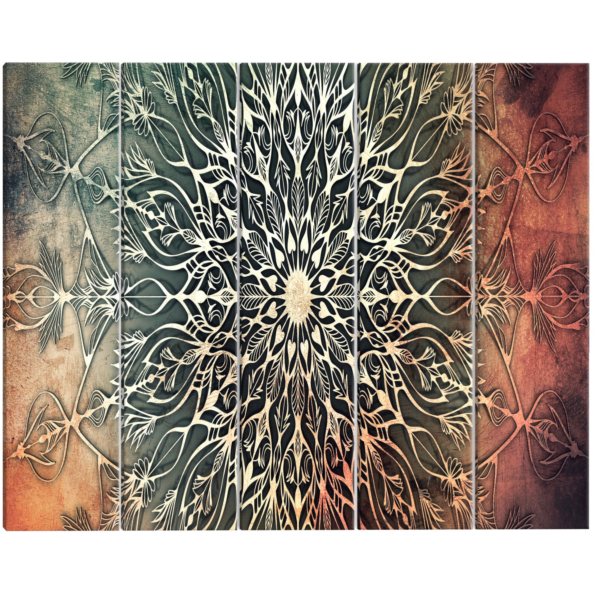 Tablou canvas 5 piese - Centrul verde Ingust - 225 x 90 cm