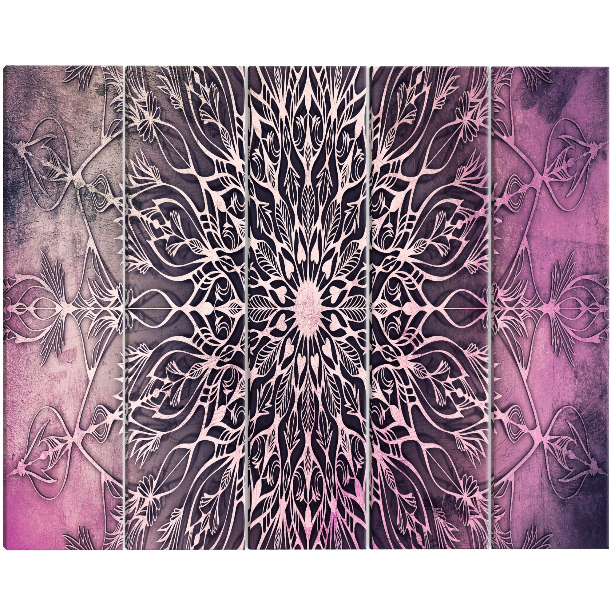 Tablou canvas 5 piese - Centru roz Ingust - 200 x 80 cm