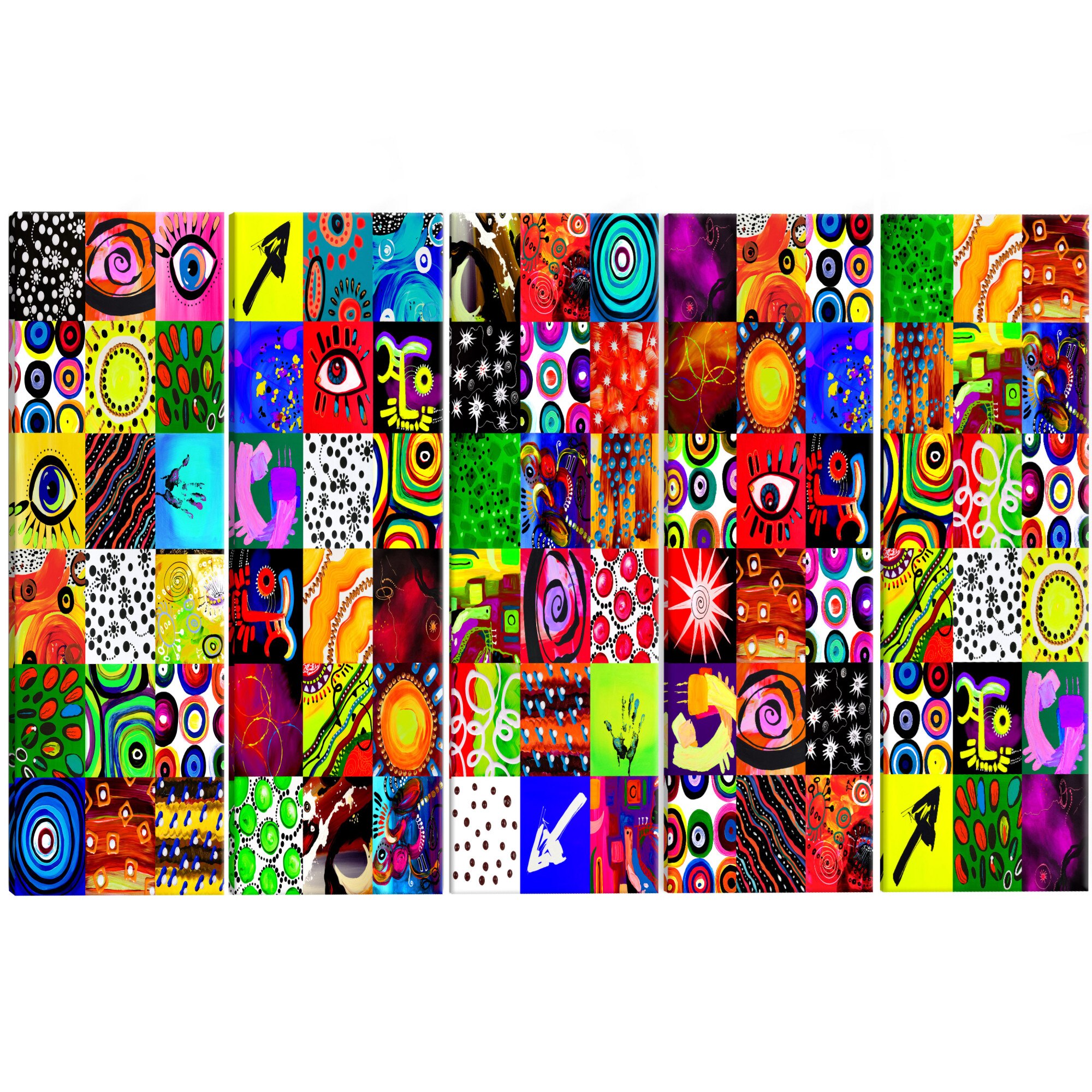 Tablou canvas 5 piese - Abstractie colorata - 225 x 90 cm