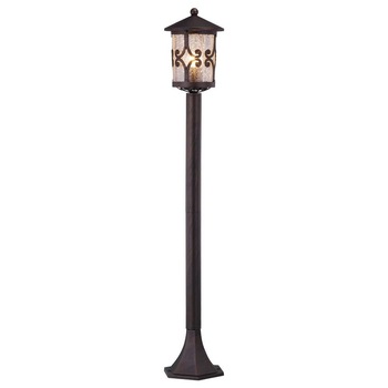 Stalp de iluminat exterior, 100 cm, 1 x E27, IP44, design sticla-crapata, finisaj ruginiu Stalp de iluminat exterior, 100 cm, 1 x E27, IP44, design sticla-crapata, finisaj ruginiu