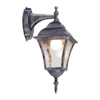 Aplica in jos de exterior, 1 x E27, IP44, design sticla decorativa, finisaj argintiu antic