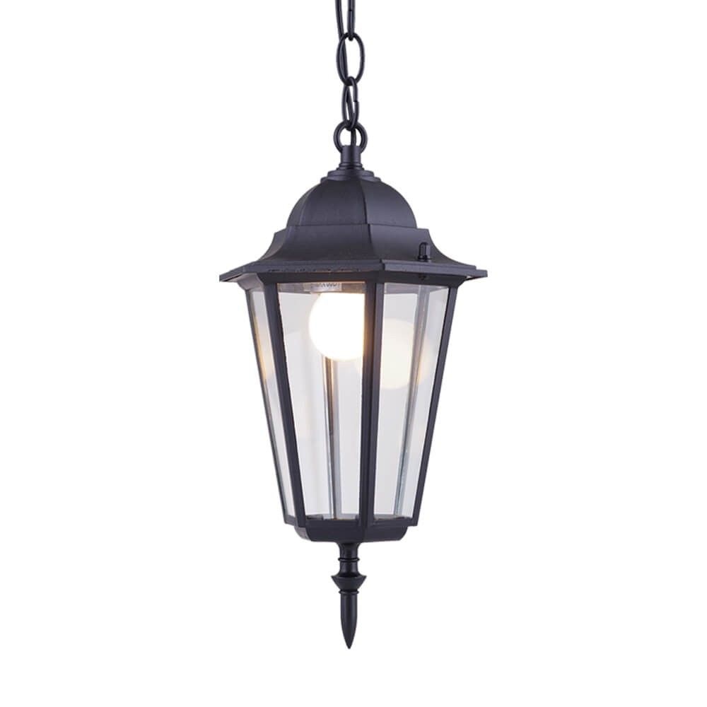 Pendul de exterior, 1 x E27, IP44, design clasic, finisaj negru mat