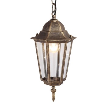 Pendul de exterior, 1 x E27, IP44, design clasic, finisaj auriu antichizat Pendul de exterior, 1 x E27, IP44, design clasic, finisaj auriu antichizat